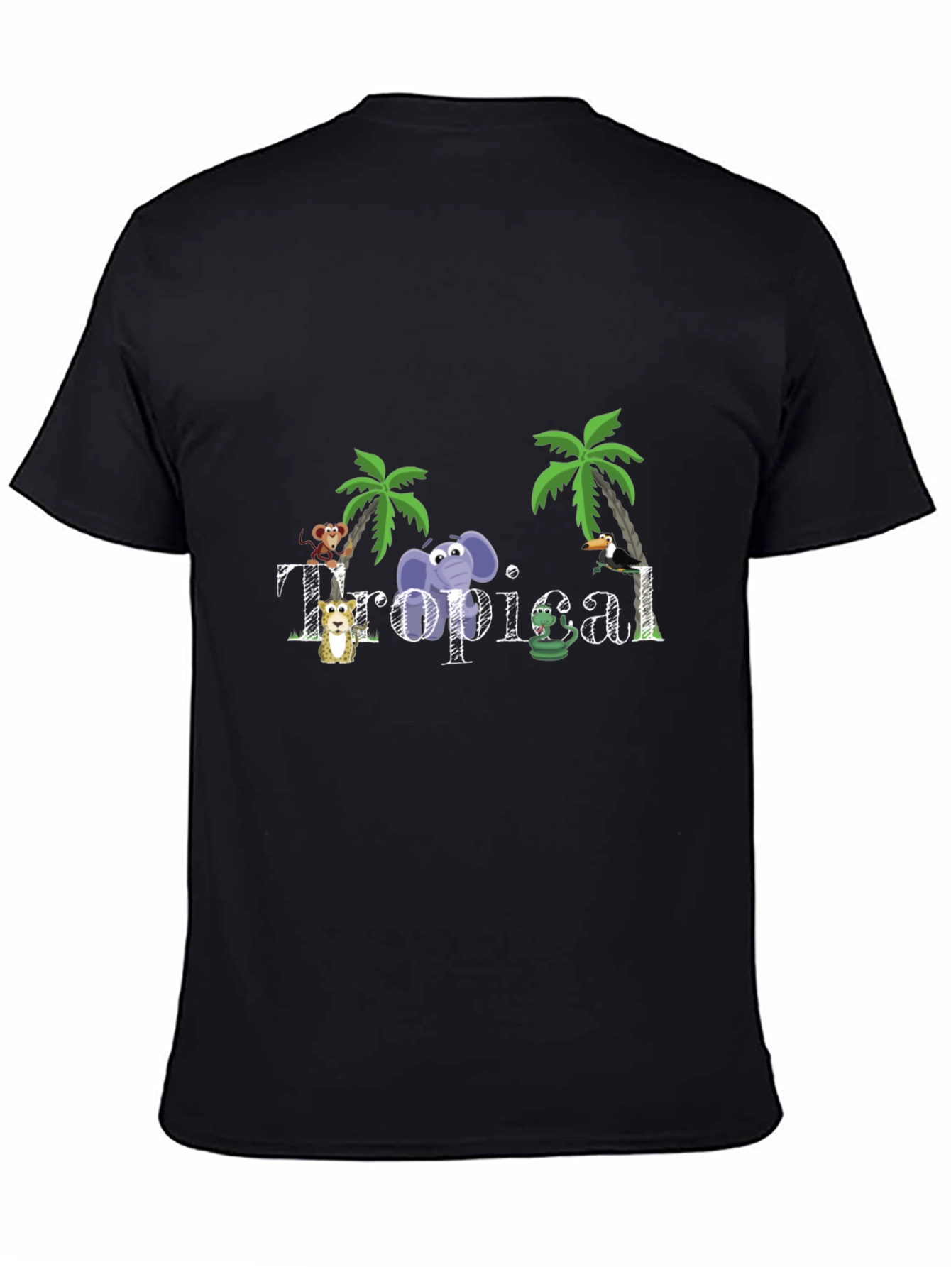 Tropical Animal Graphic Black T-Shirt