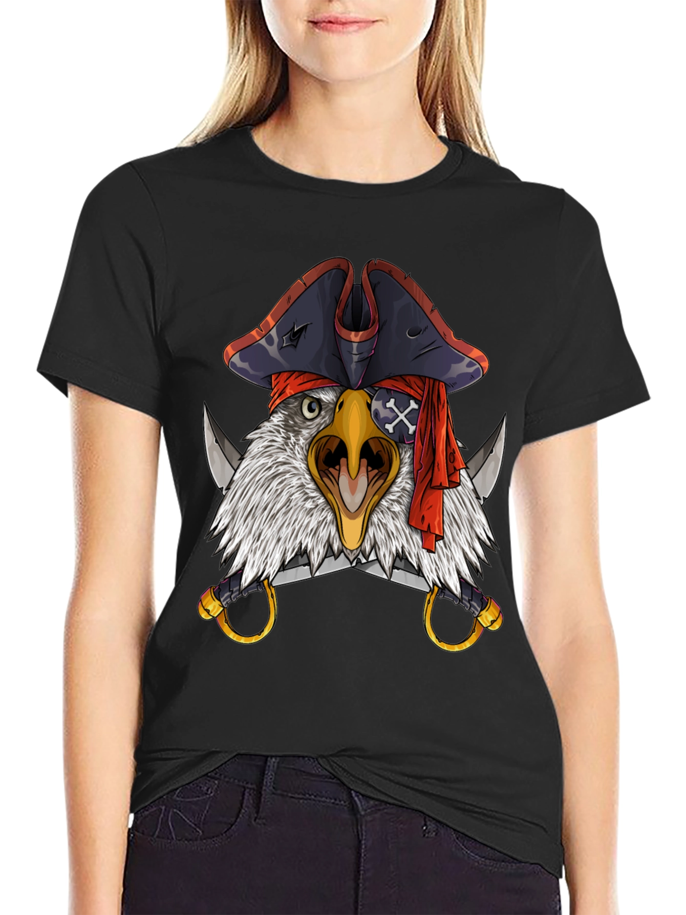 Pirate Eagle T-Shirt - Mens Black Graphic Tee