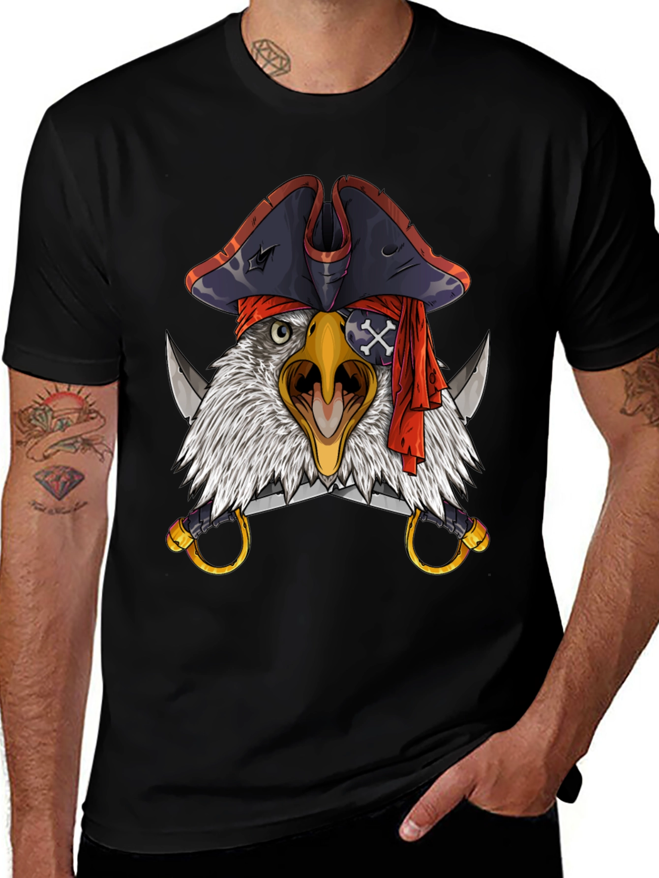 Pirate Eagle T-Shirt - Mens Black Graphic Tee