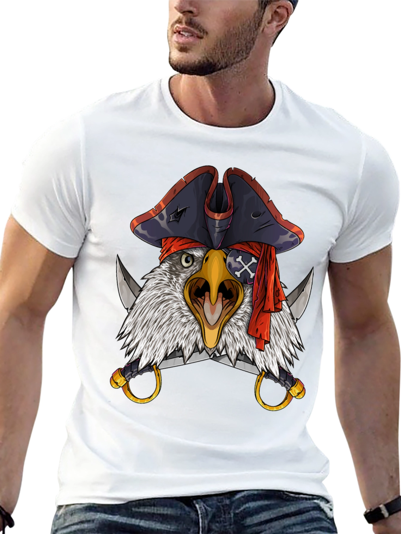 Pirate Eagle T-Shirt - Mens Black Graphic Tee