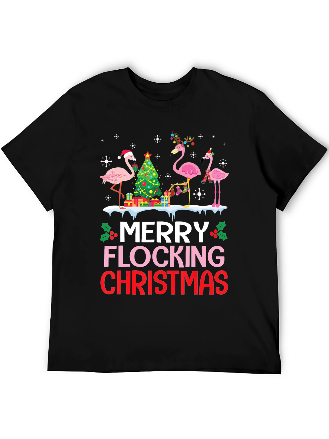 Merry Flocking Christmas Flamingo T-Shirt