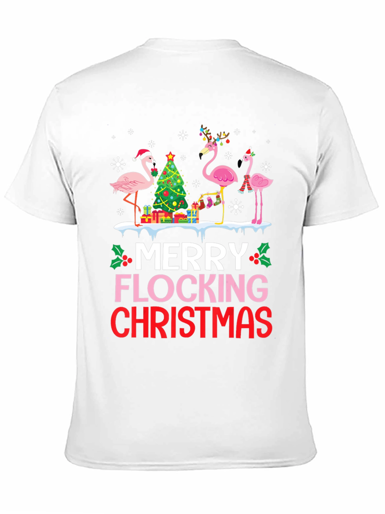 Merry Flocking Christmas Flamingo T-Shirt