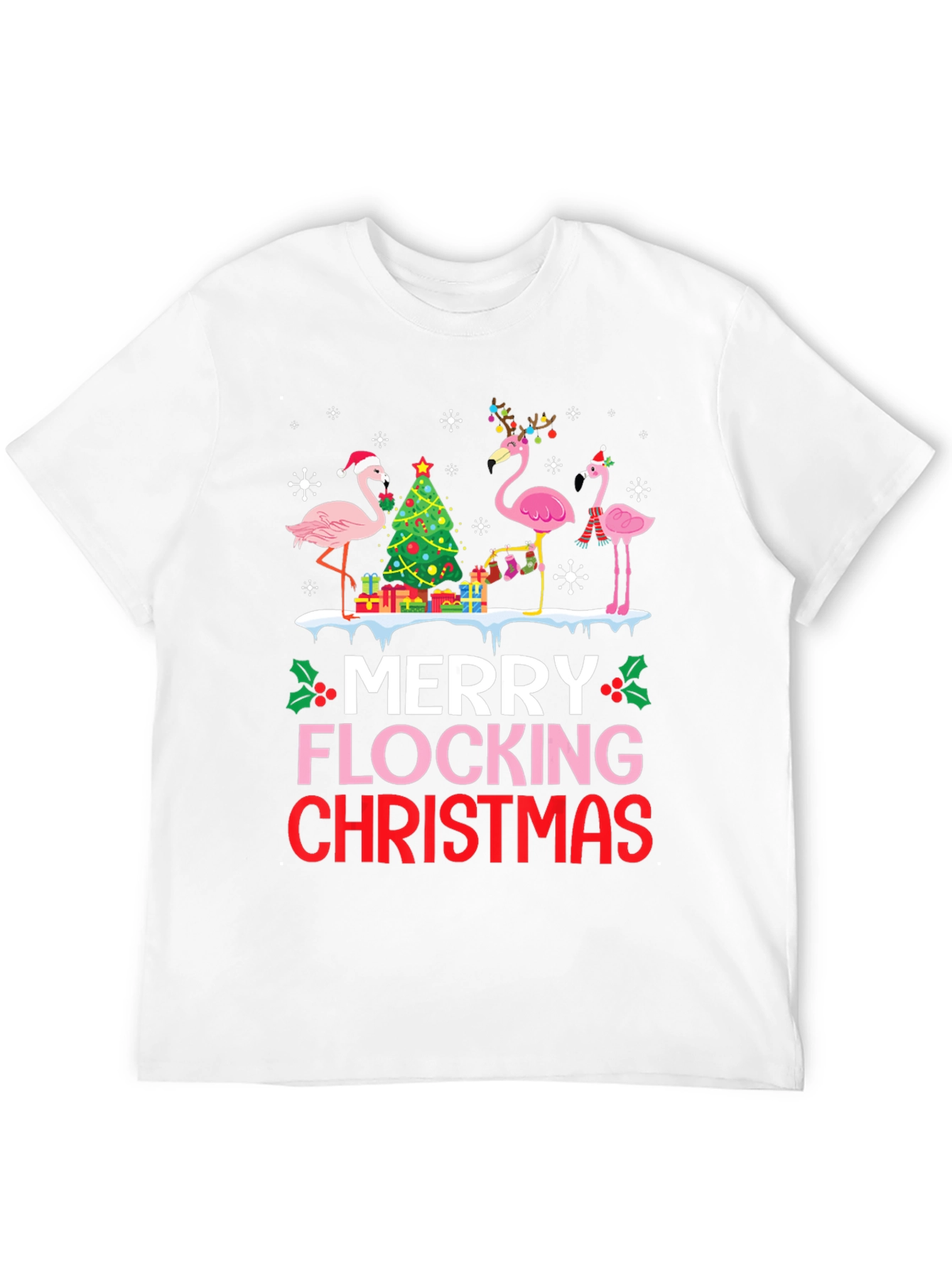Merry Flocking Christmas Flamingo T-Shirt