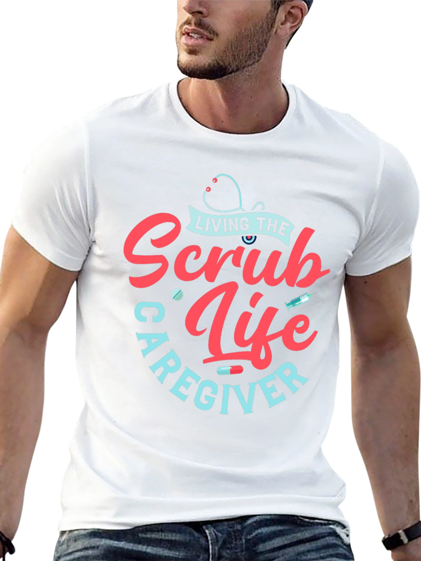 Scrub Life Caregiver T-Shirt - Black