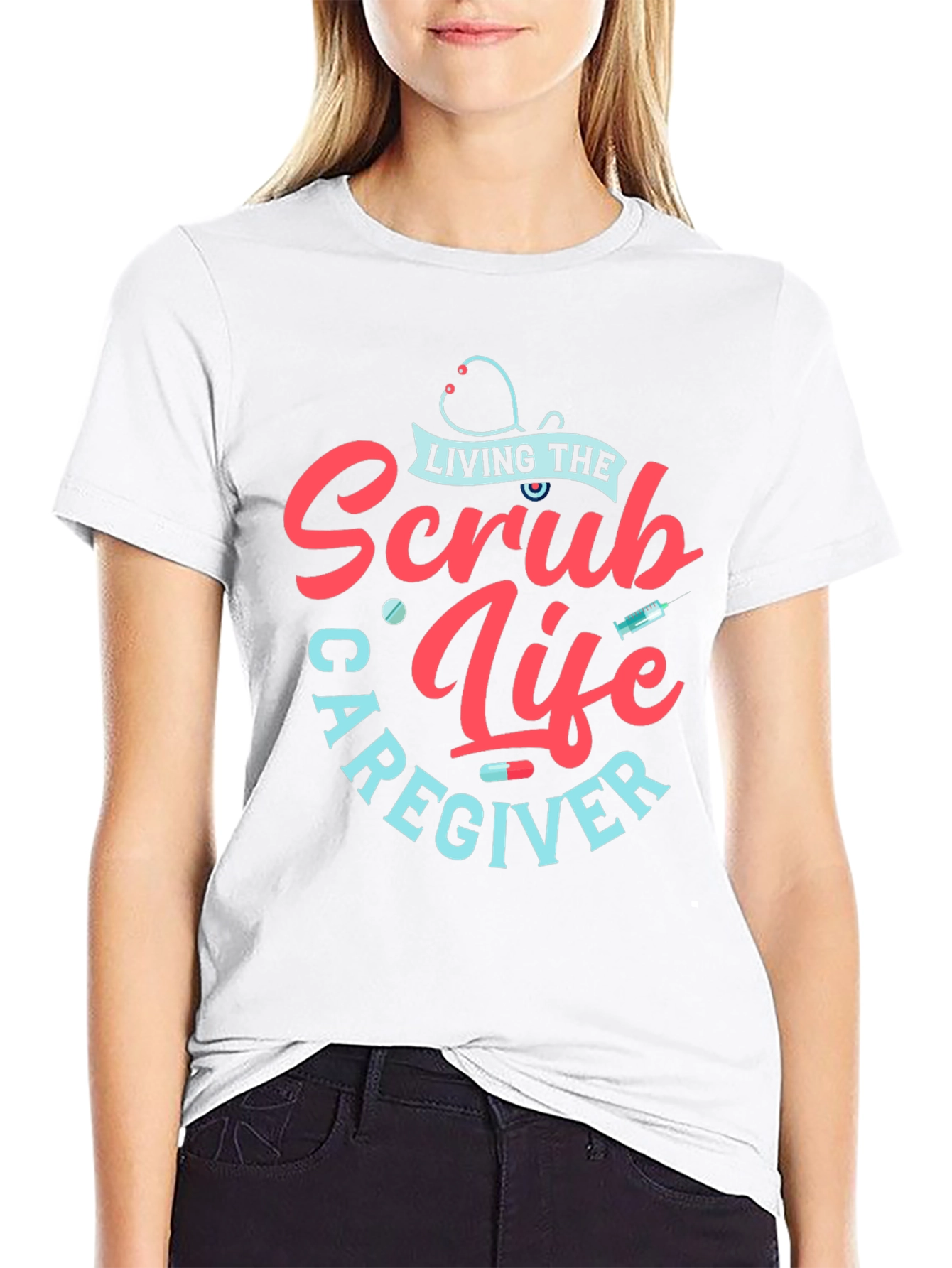 Scrub Life Caregiver T-Shirt - Black