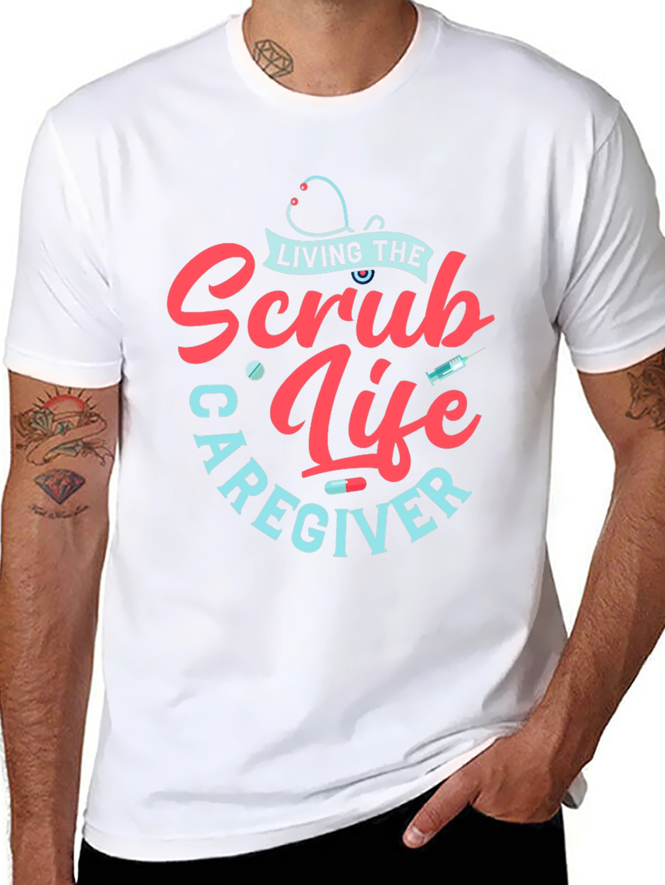 Scrub Life Caregiver T-Shirt - Black