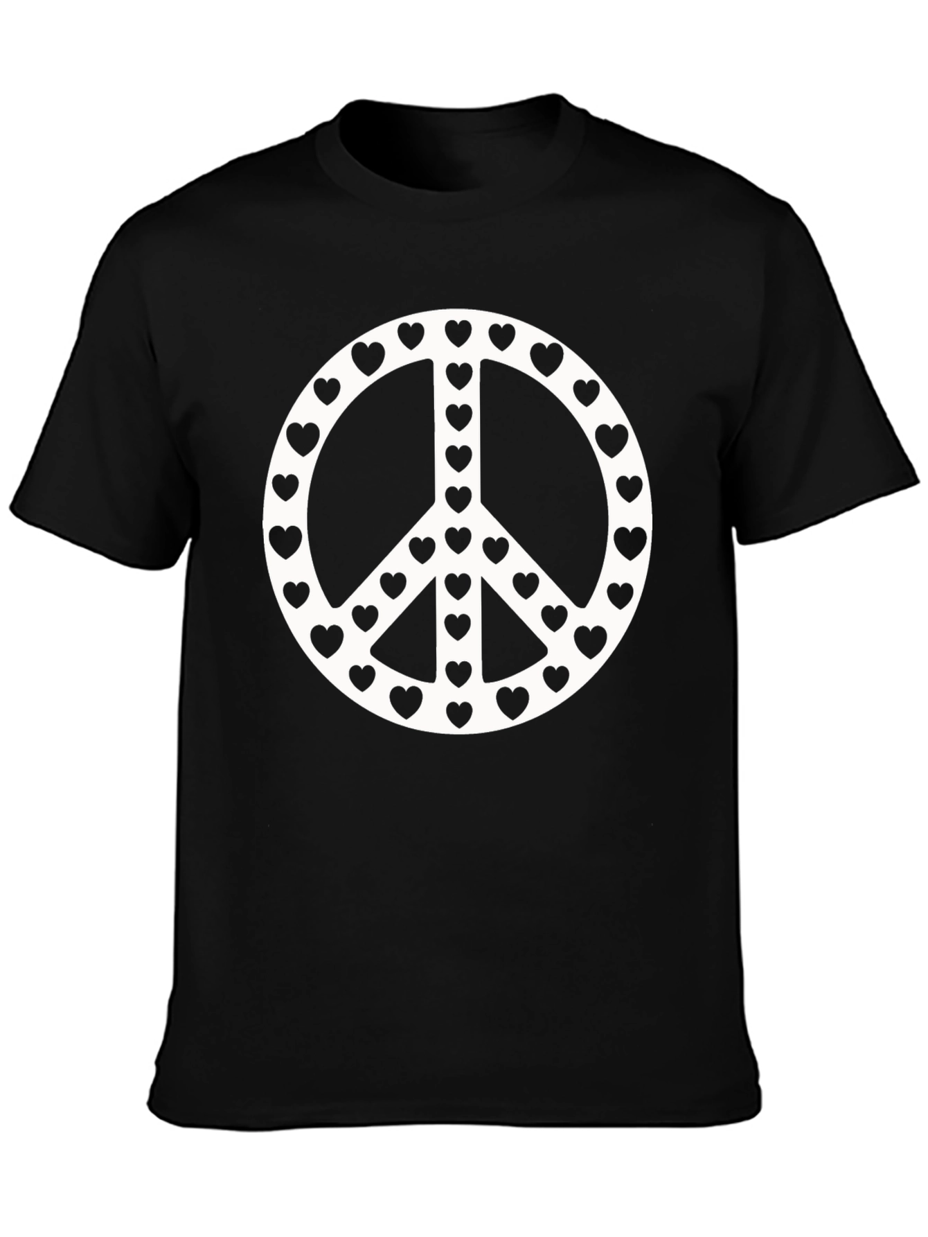 Peace Sign Heart T-Shirt - Black Cotton Tee