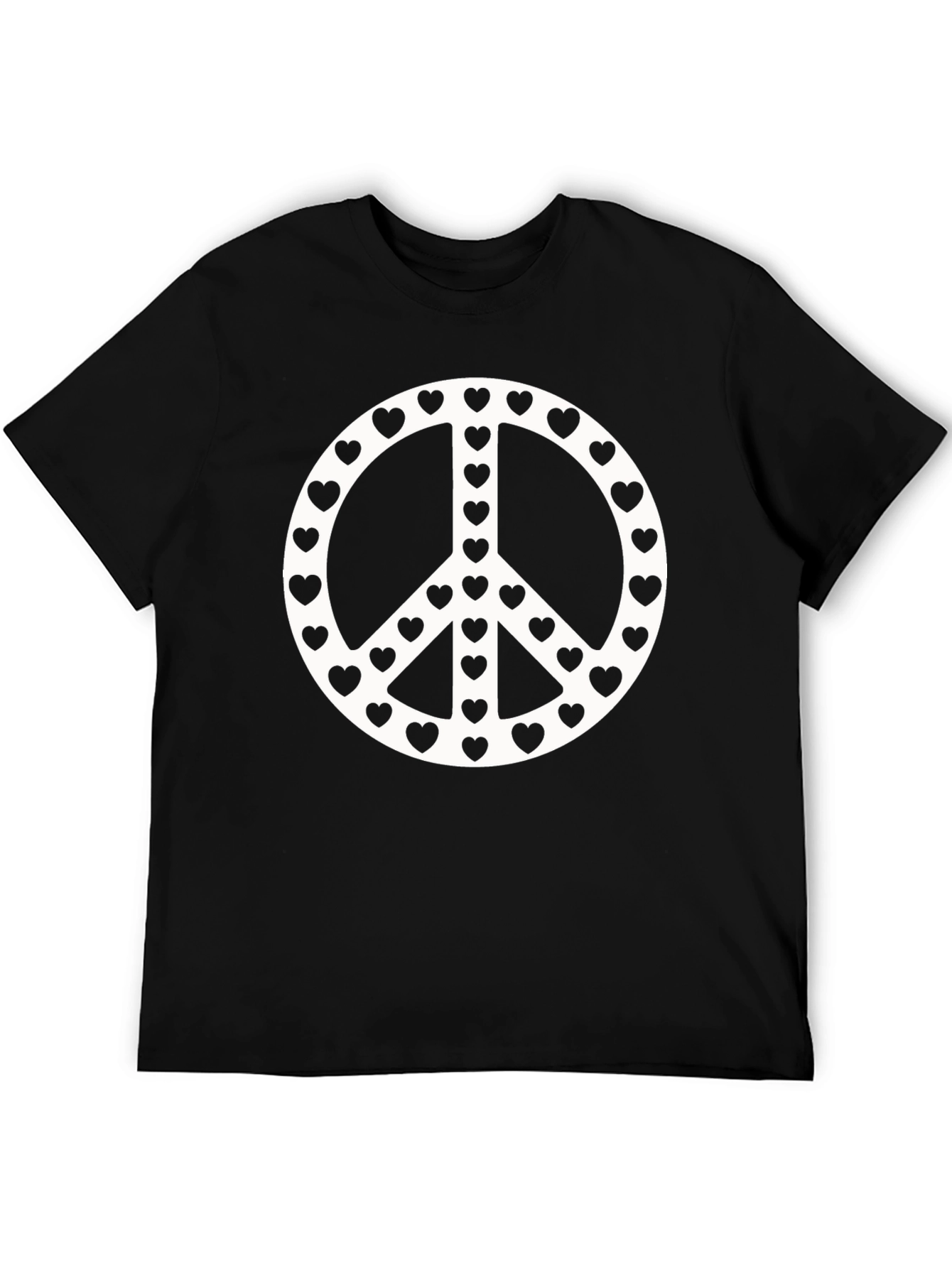 Peace Sign Heart T-Shirt - Black Cotton Tee