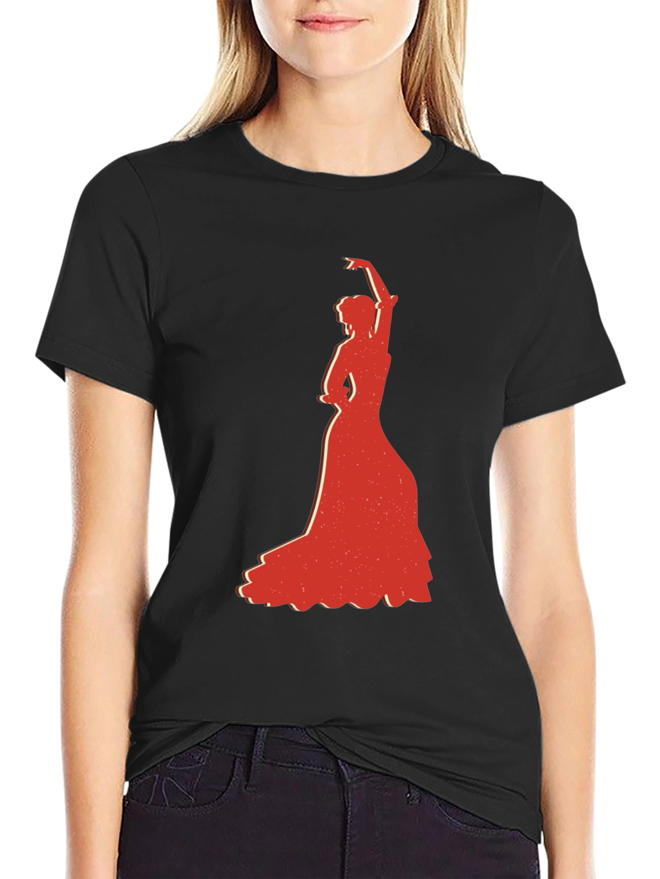 Flamenco Dancer Graphic Tee - Stylish Black T-Shirt