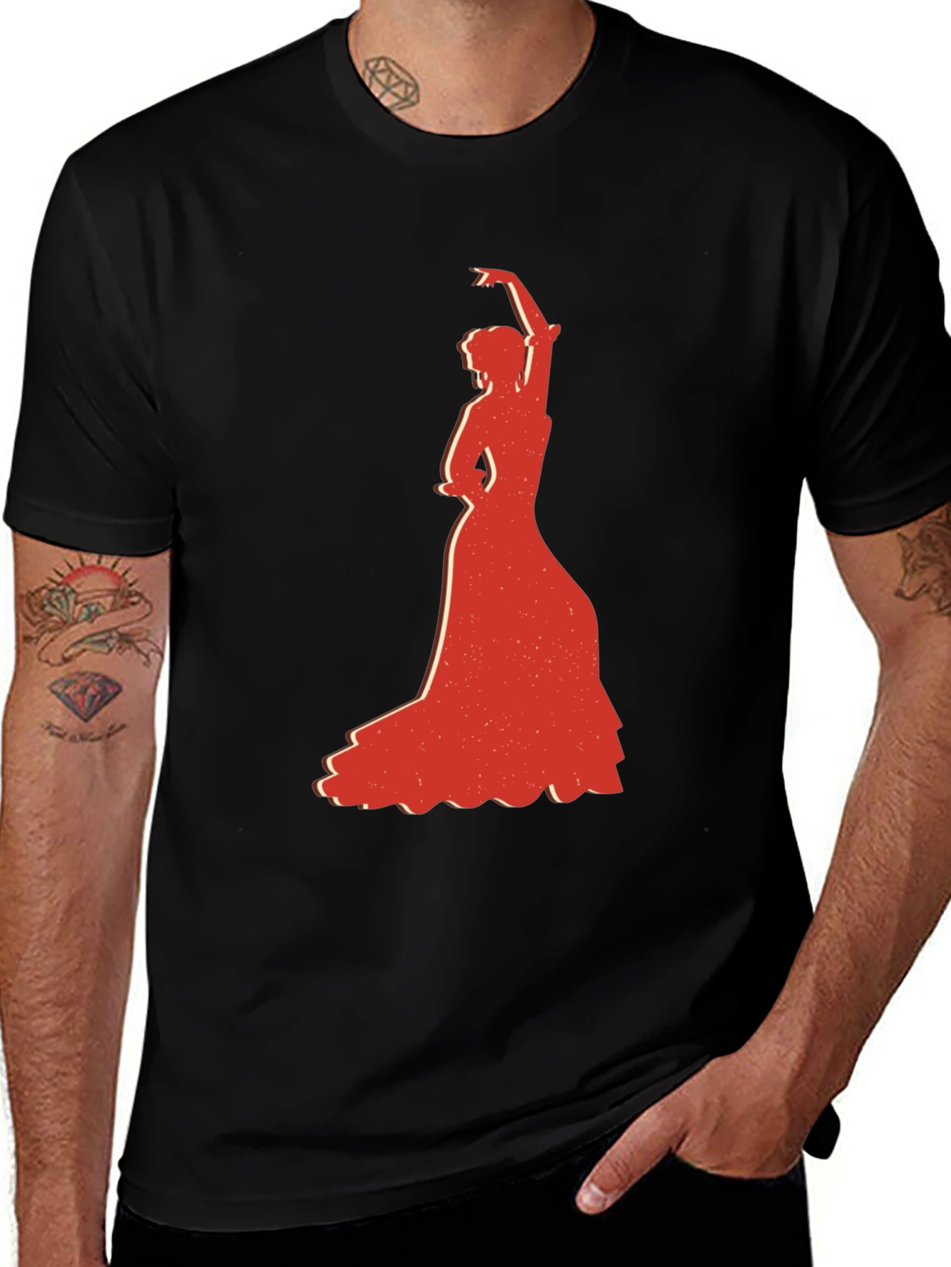 Flamenco Dancer Graphic Tee - Stylish Black T-Shirt