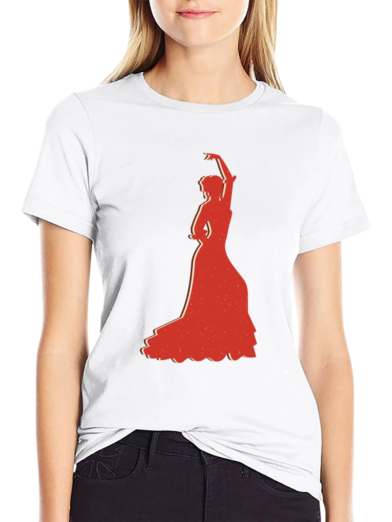 Flamenco Dancer Graphic Tee - Stylish Black T-Shirt