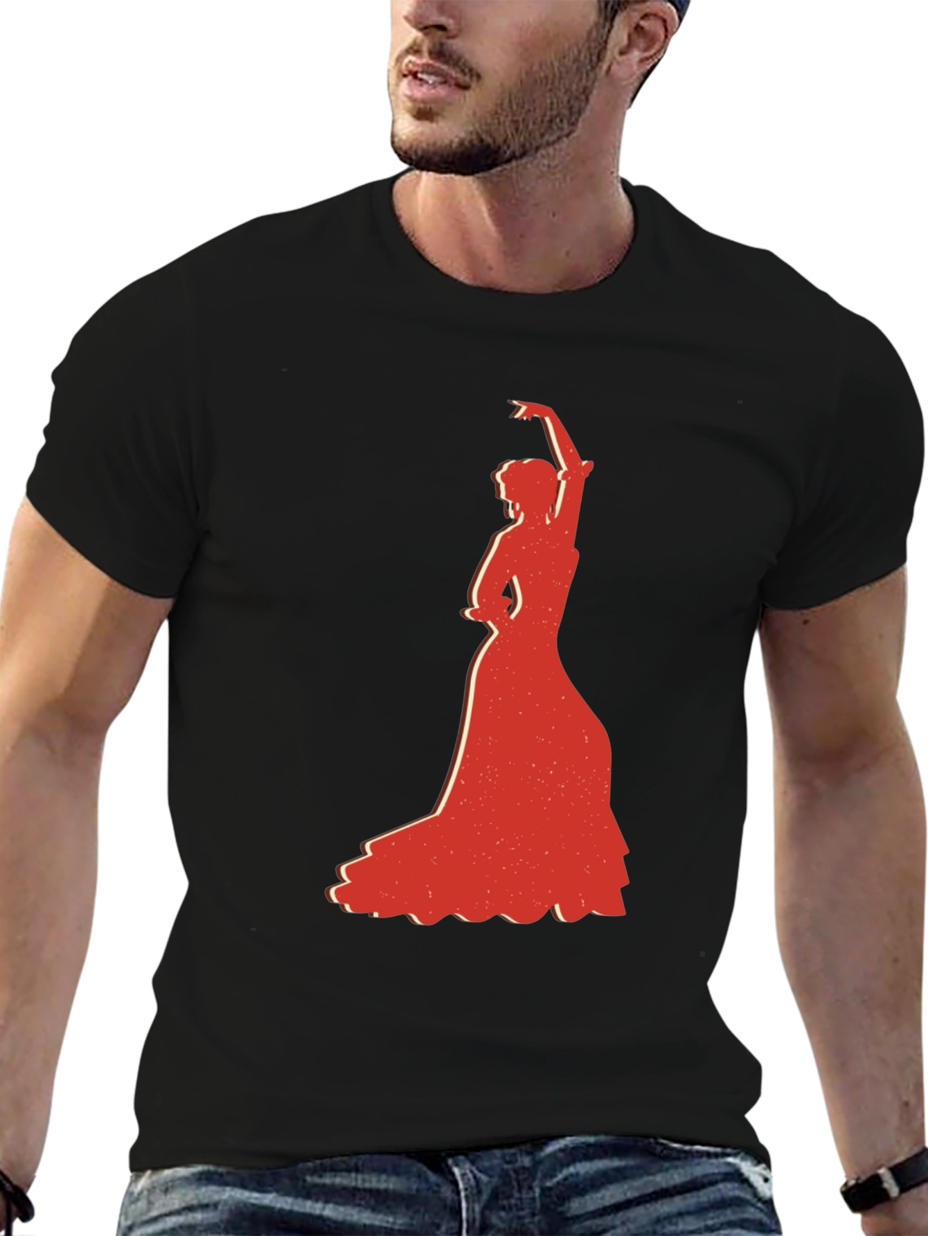 Flamenco Dancer Graphic Tee - Stylish Black T-Shirt