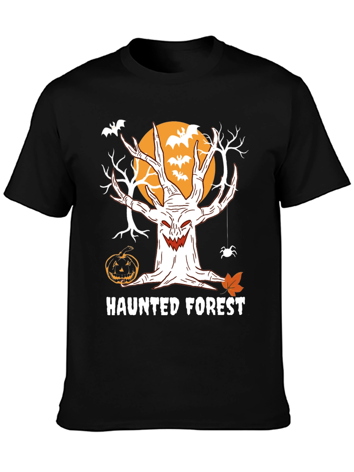 Haunted Forest Halloween T-Shirt - Spooky Tree Design