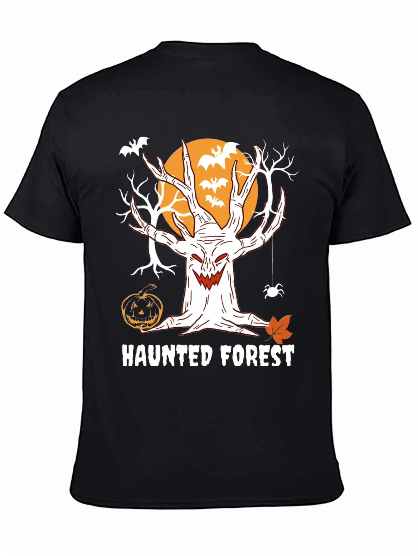 Haunted Forest Halloween T-Shirt - Spooky Tree Design