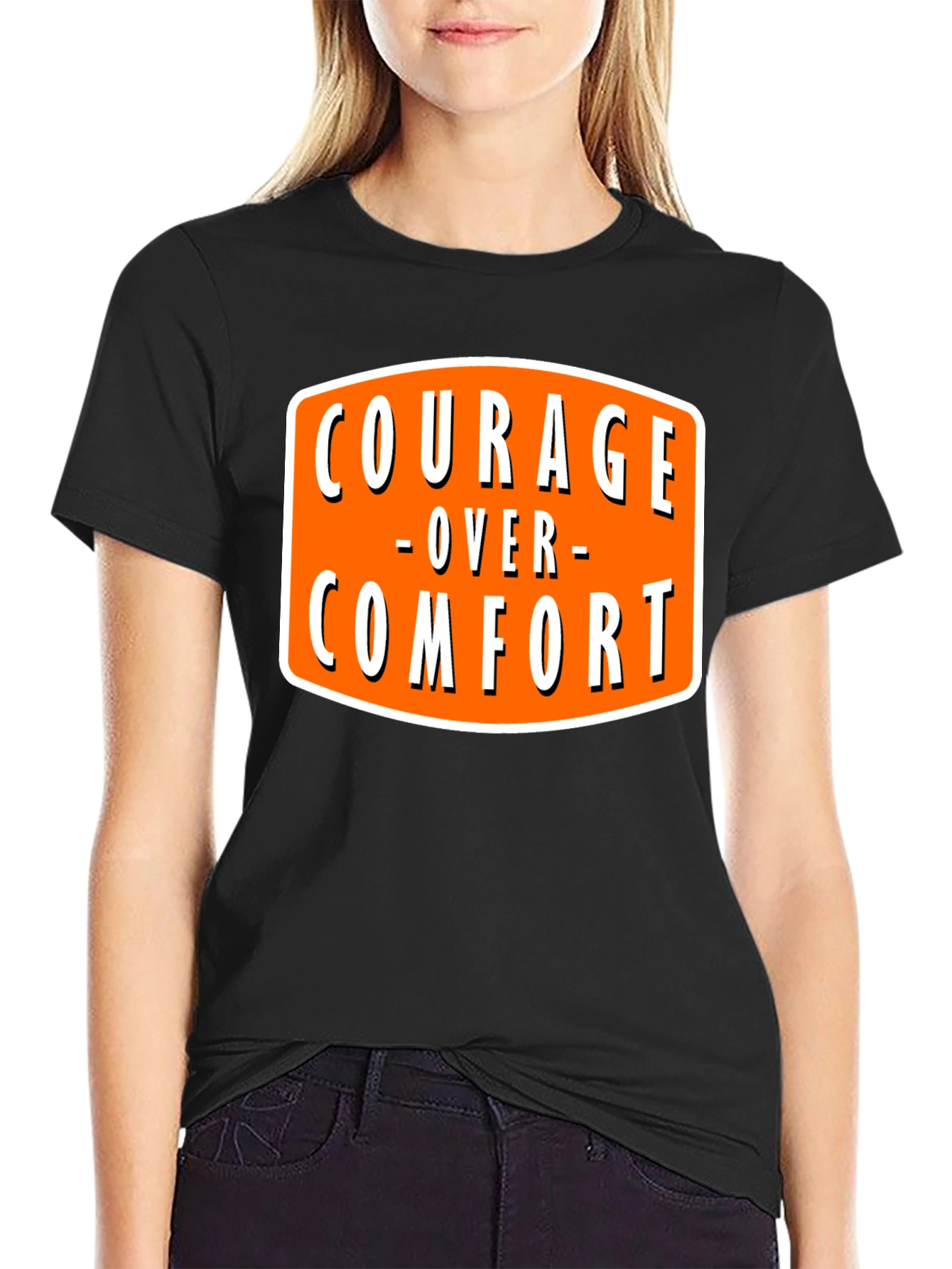 Courage Over Comfort Black Graphic T-Shirt