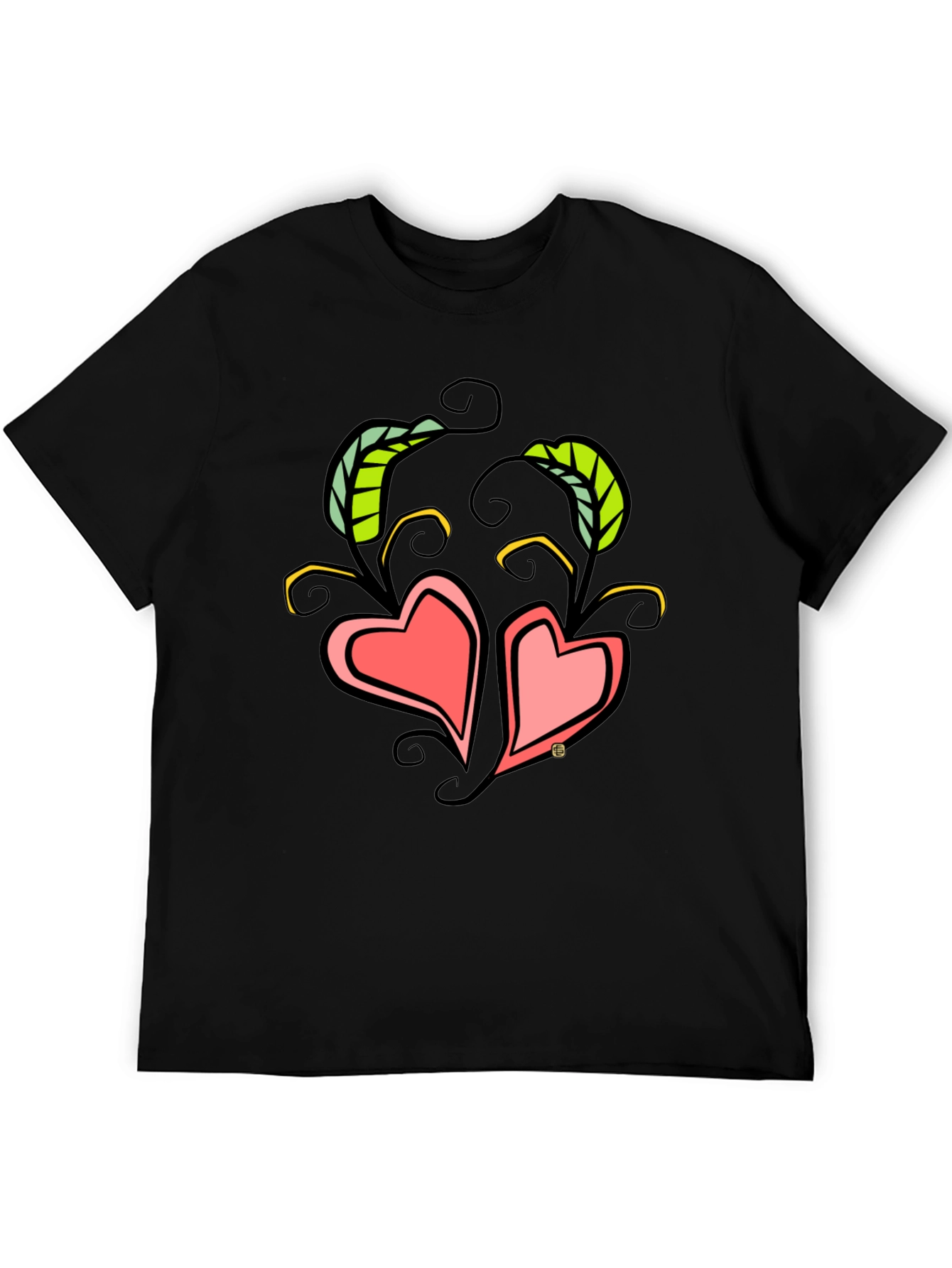 Heart Vines Graphic T-Shirt - Black