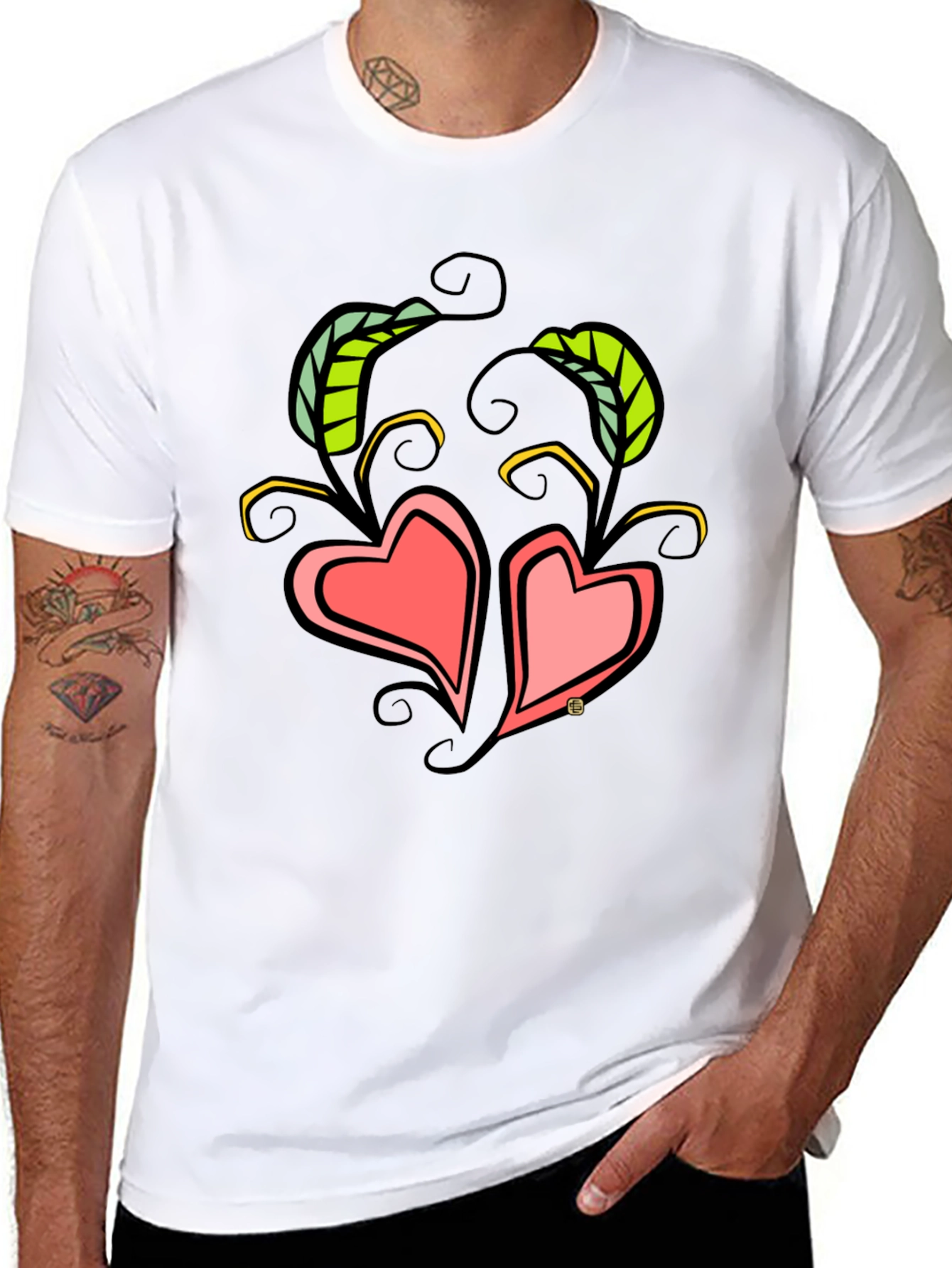 Heart Vines Graphic T-Shirt - Black
