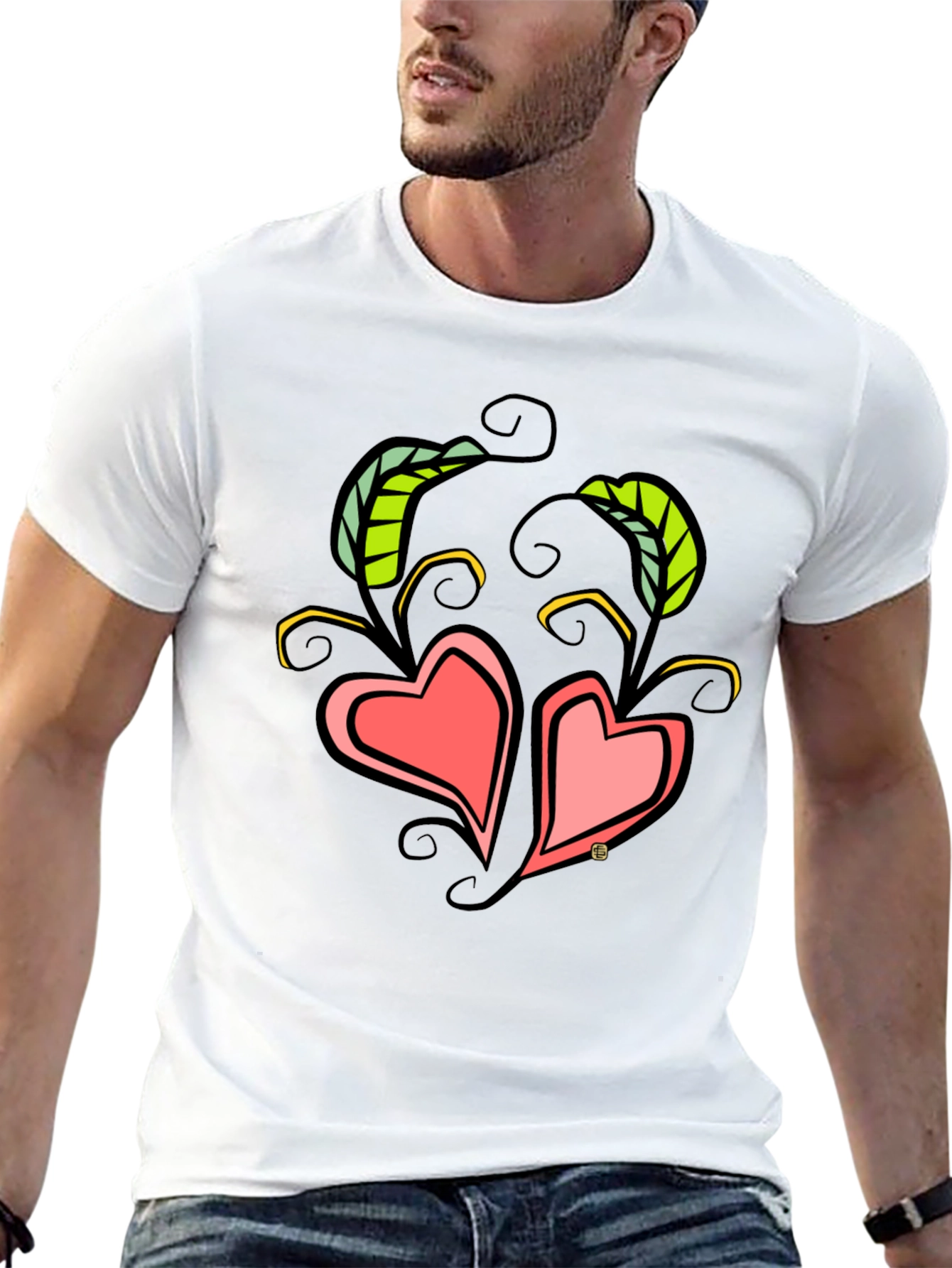 Heart Vines Graphic T-Shirt - Black