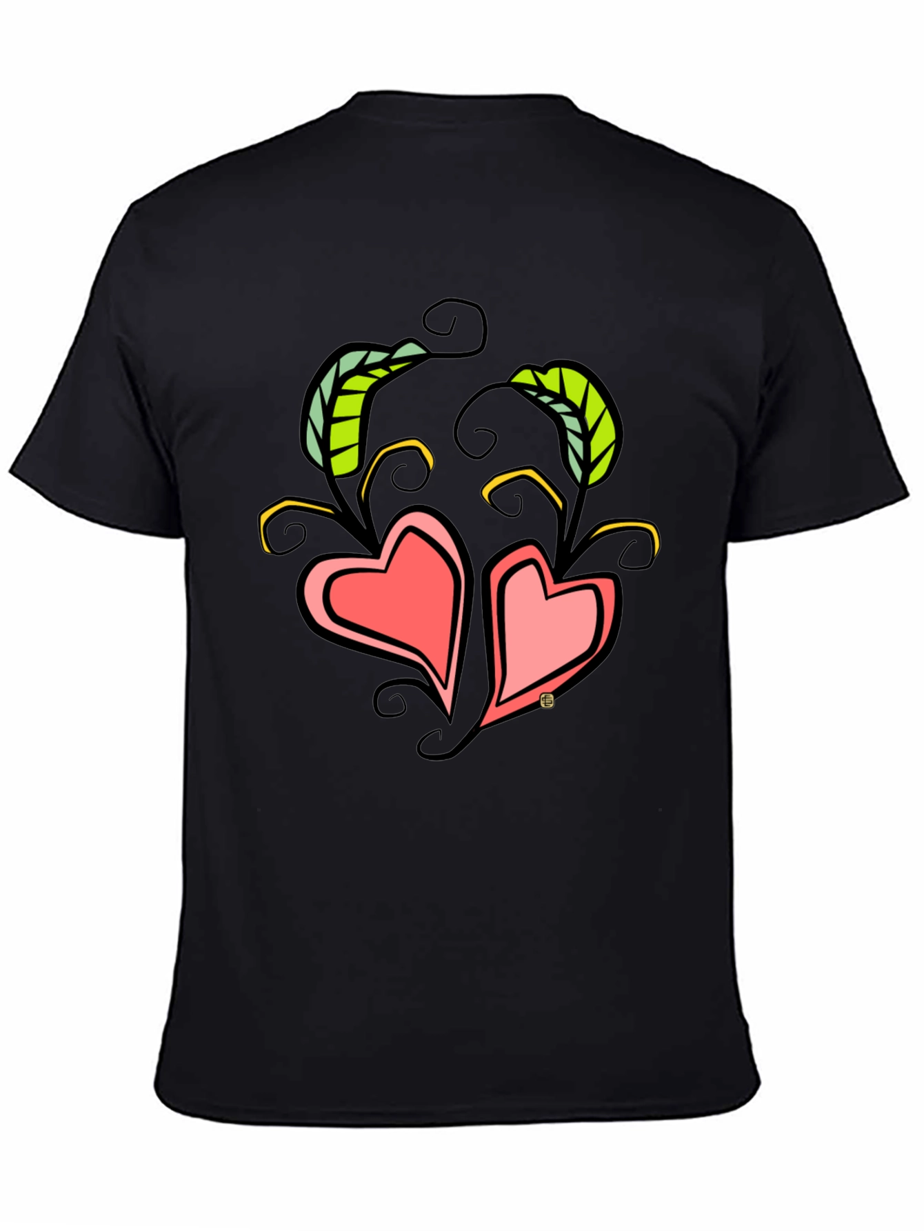Heart Vines Graphic T-Shirt - Black