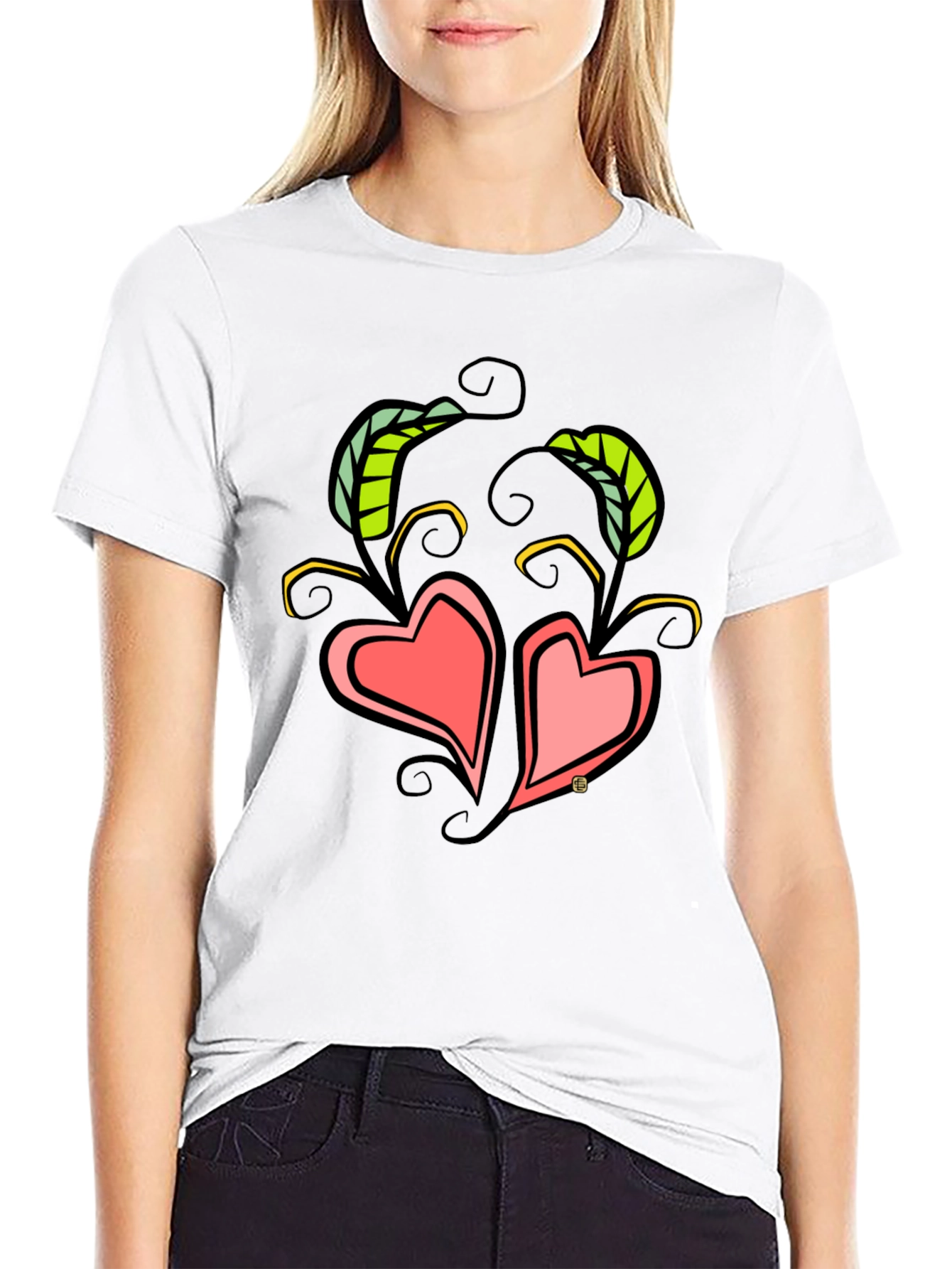 Heart Vines Graphic T-Shirt - Black