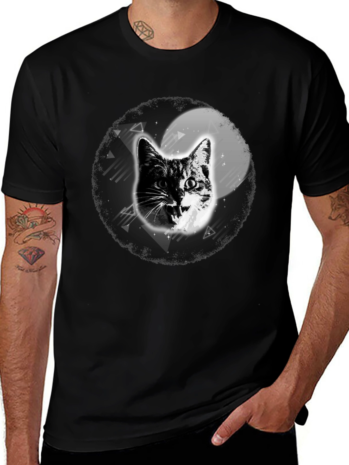 Cool Cat Graphic T-Shirt - Black