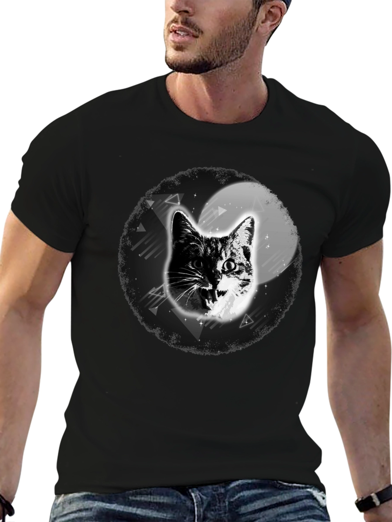 Cool Cat Graphic T-Shirt - Black