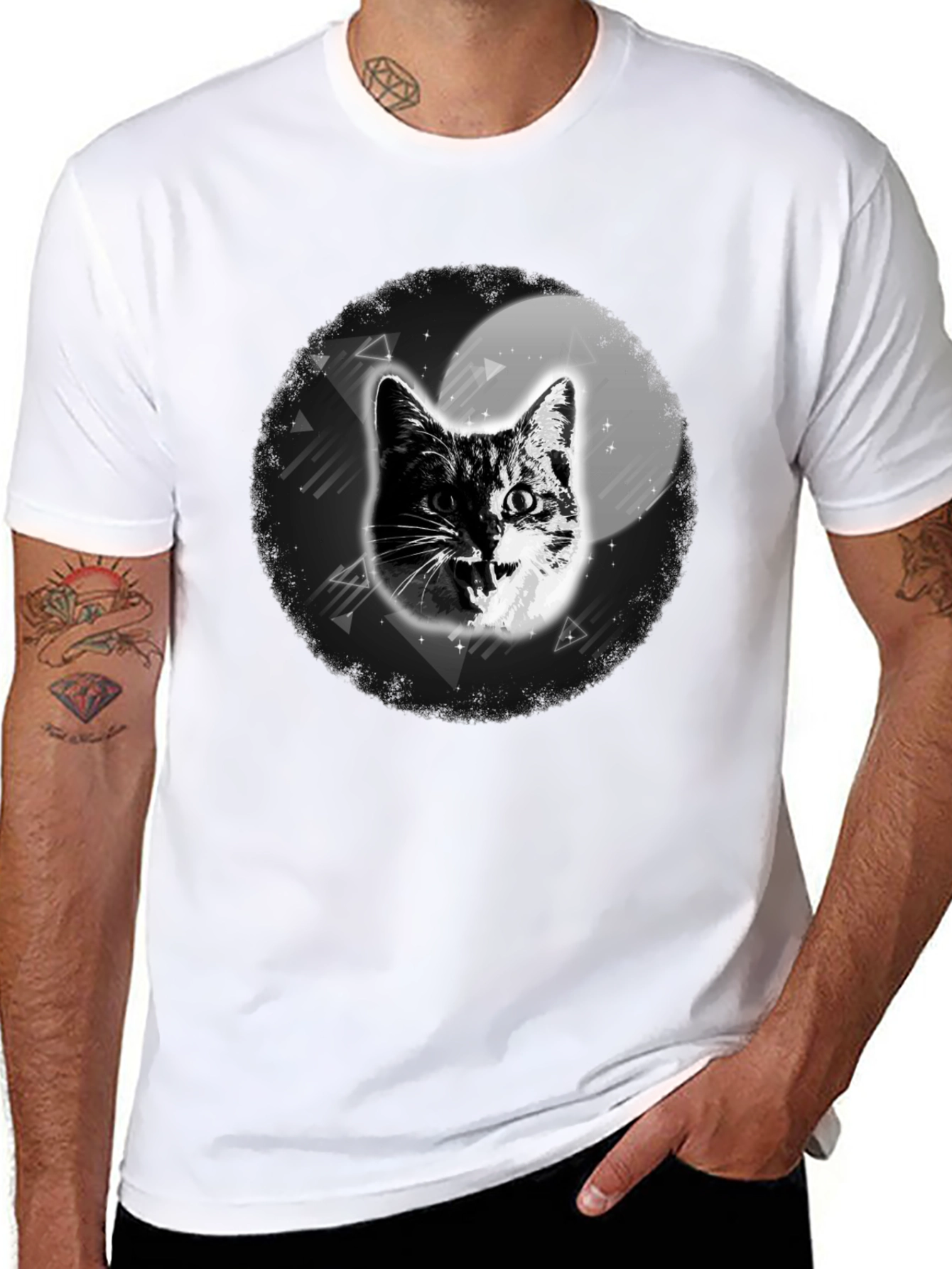 Cool Cat Graphic T-Shirt - Black