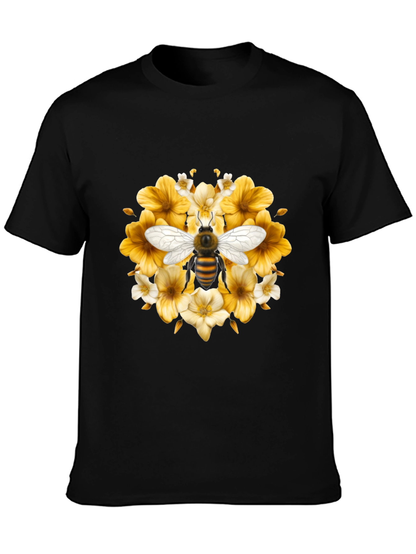 Bee & Floral Black T-Shirt