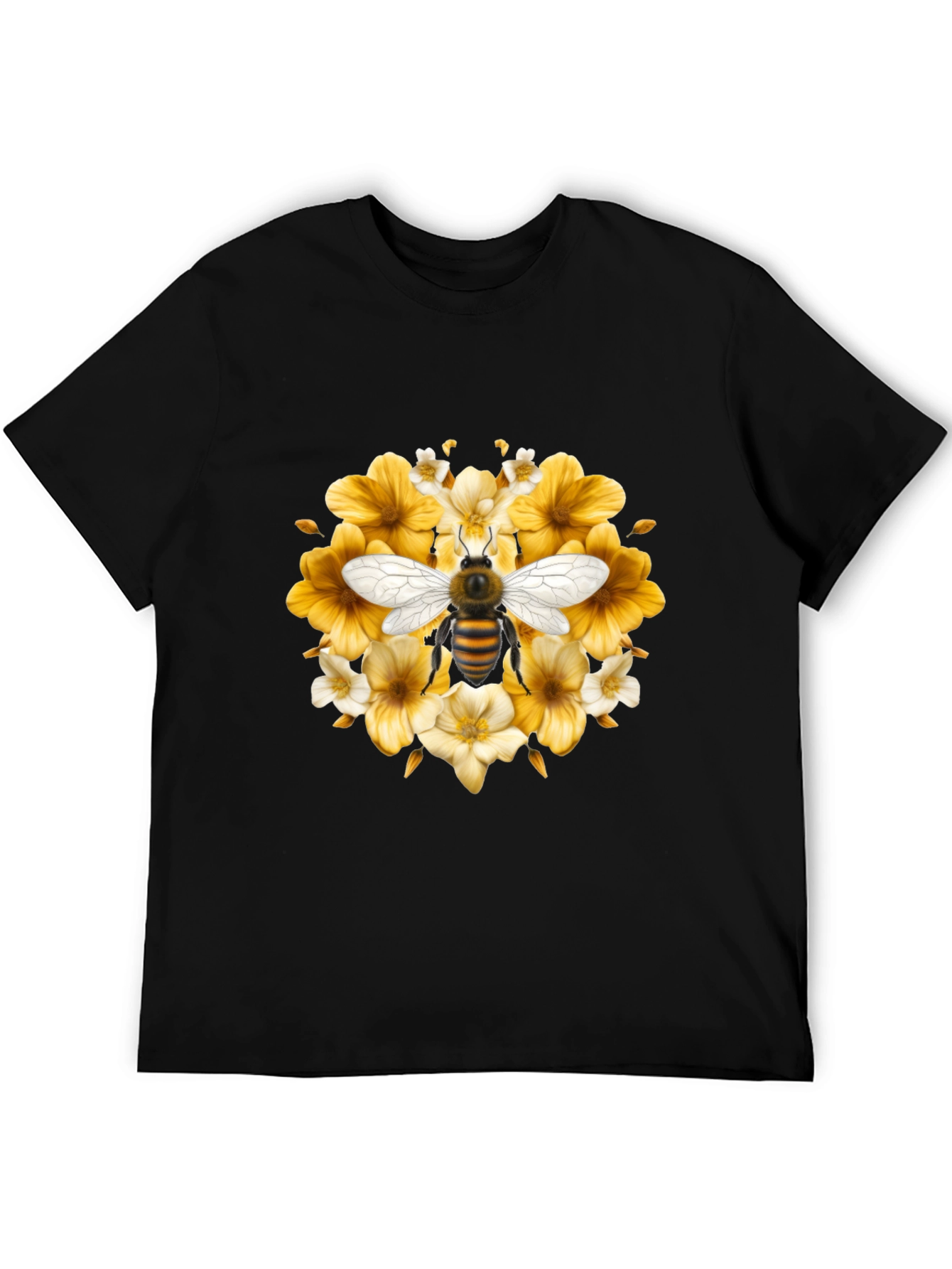 Bee & Floral Black T-Shirt