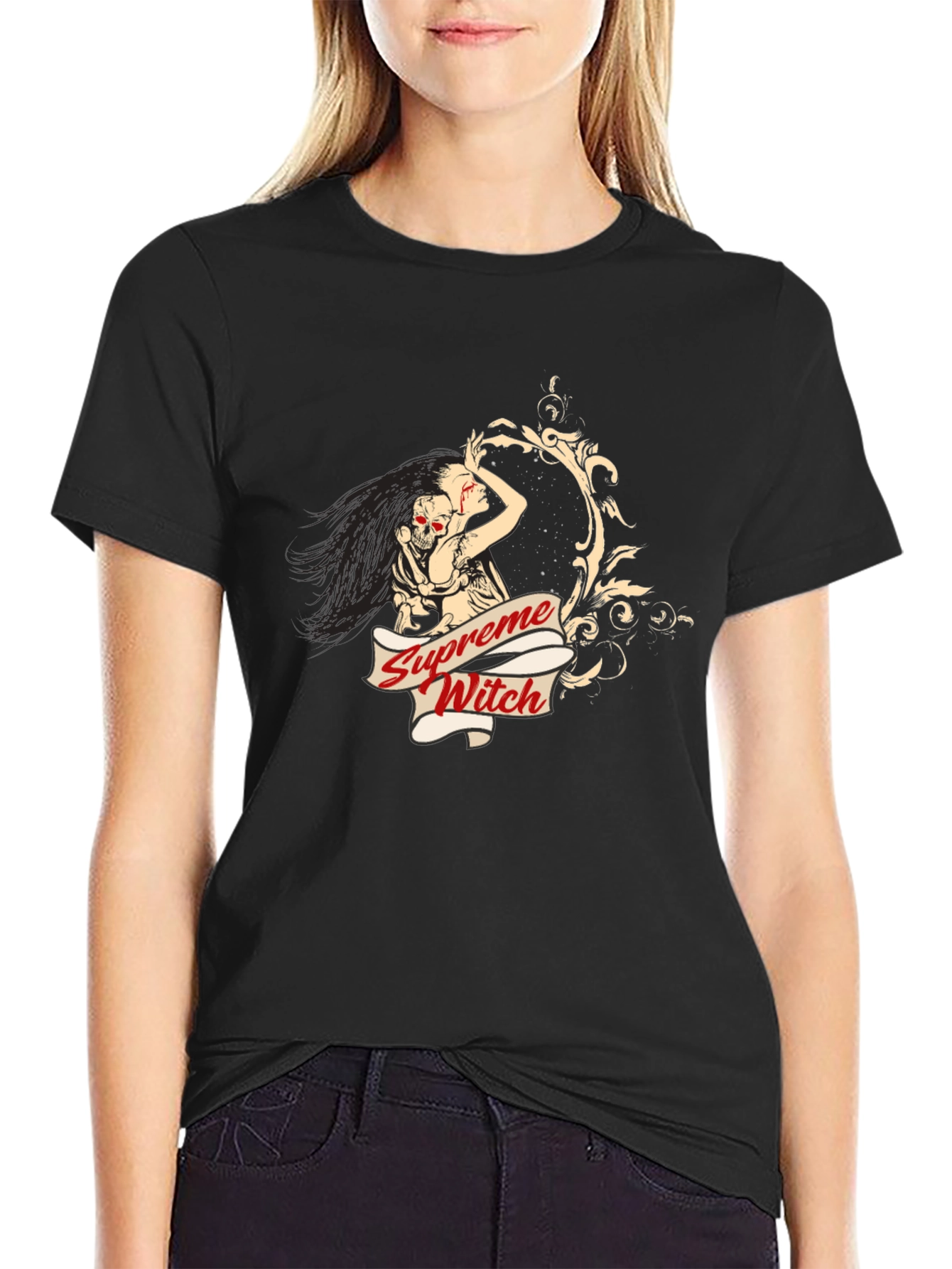 Supreme Witch Graphic Tee - Unisex Black T-Shirt