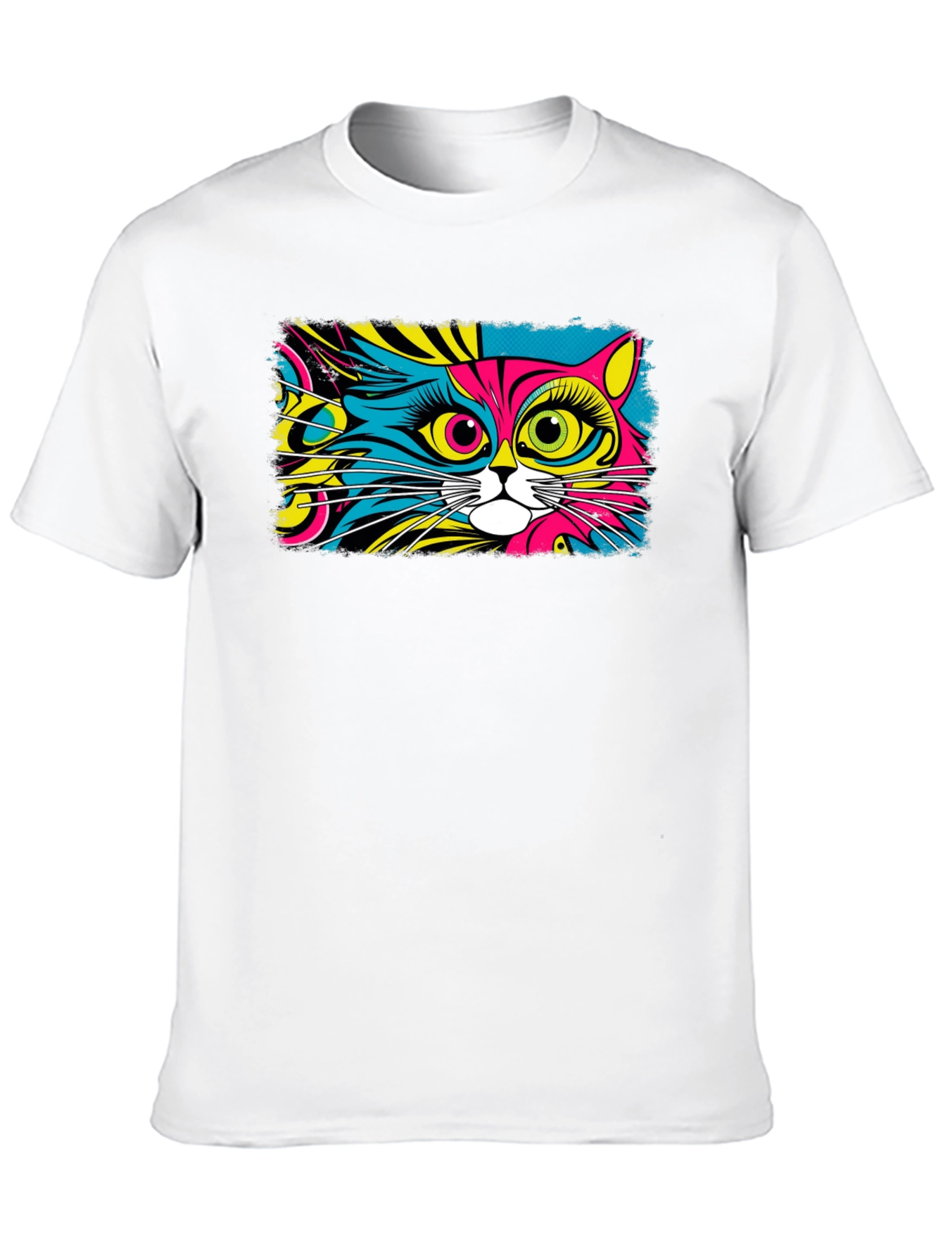 Psychedelic Cat Graphic Black T-Shirt