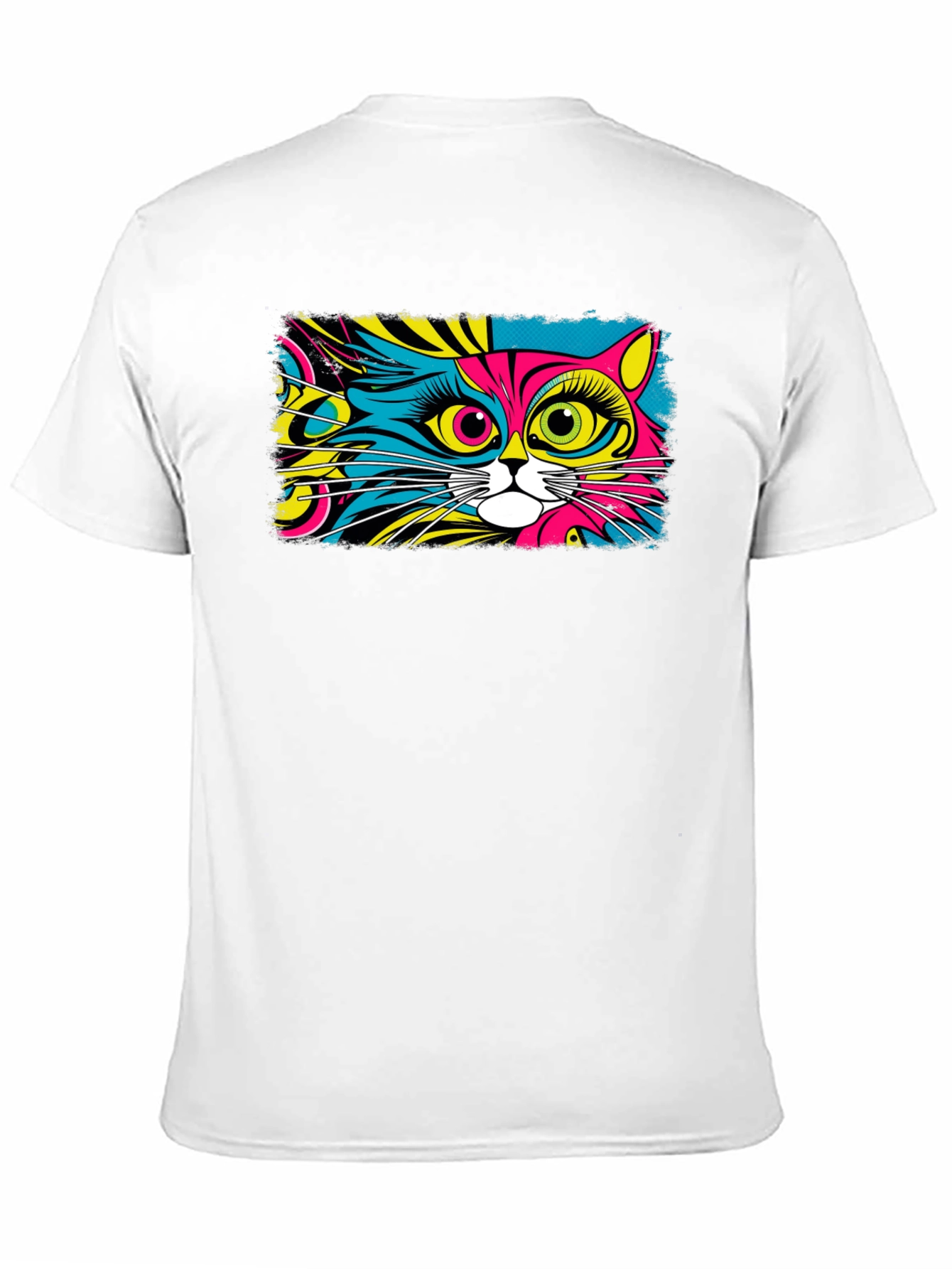 Psychedelic Cat Graphic Black T-Shirt