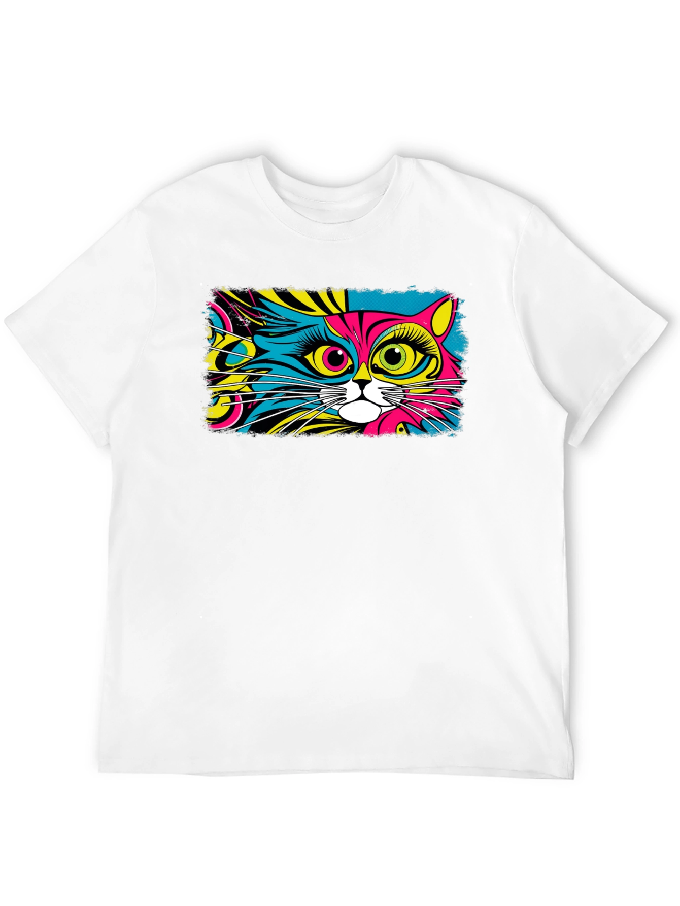 Psychedelic Cat Graphic Black T-Shirt