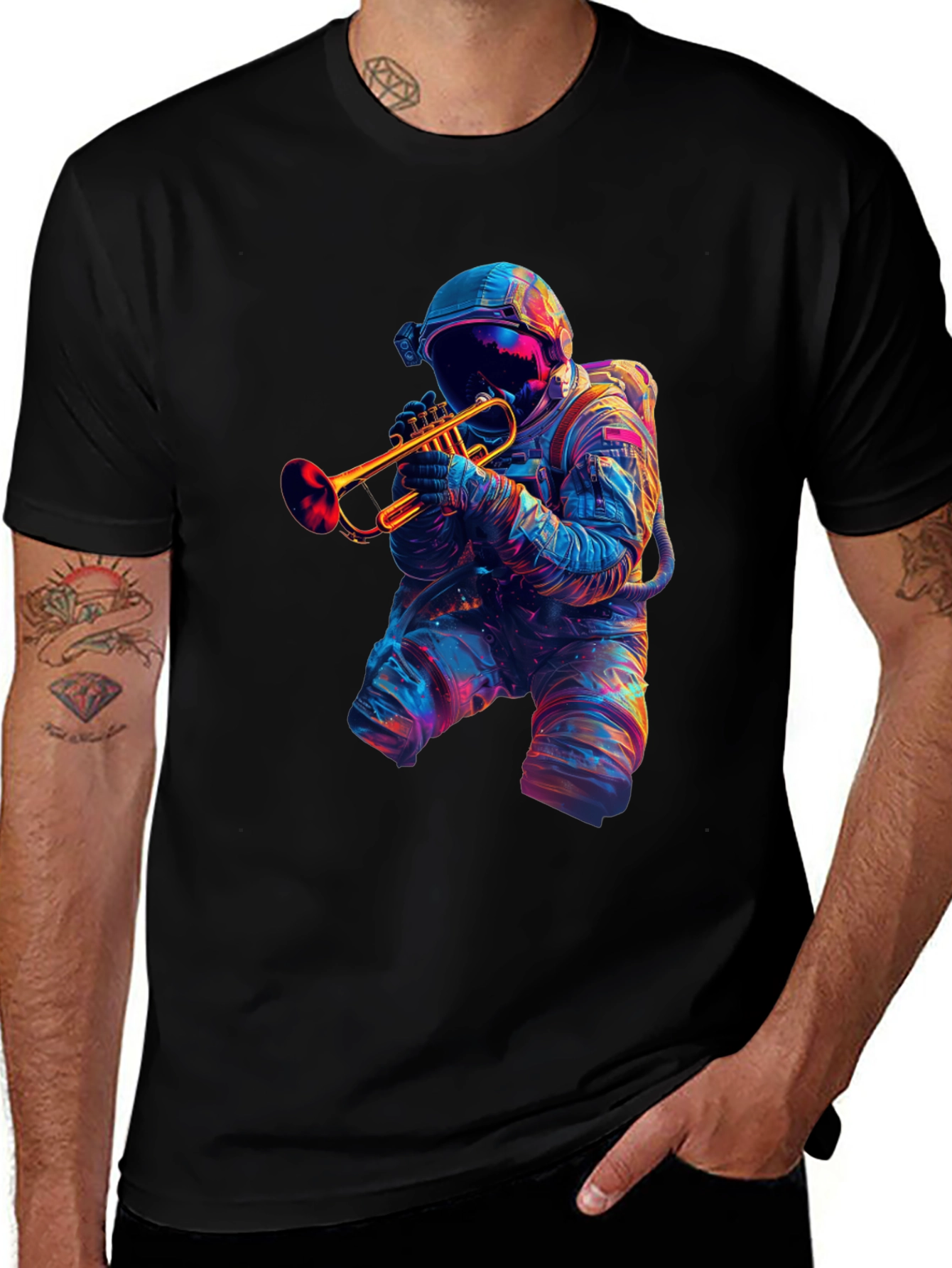 Astronaut Trumpet Player Graphic T-Shirt