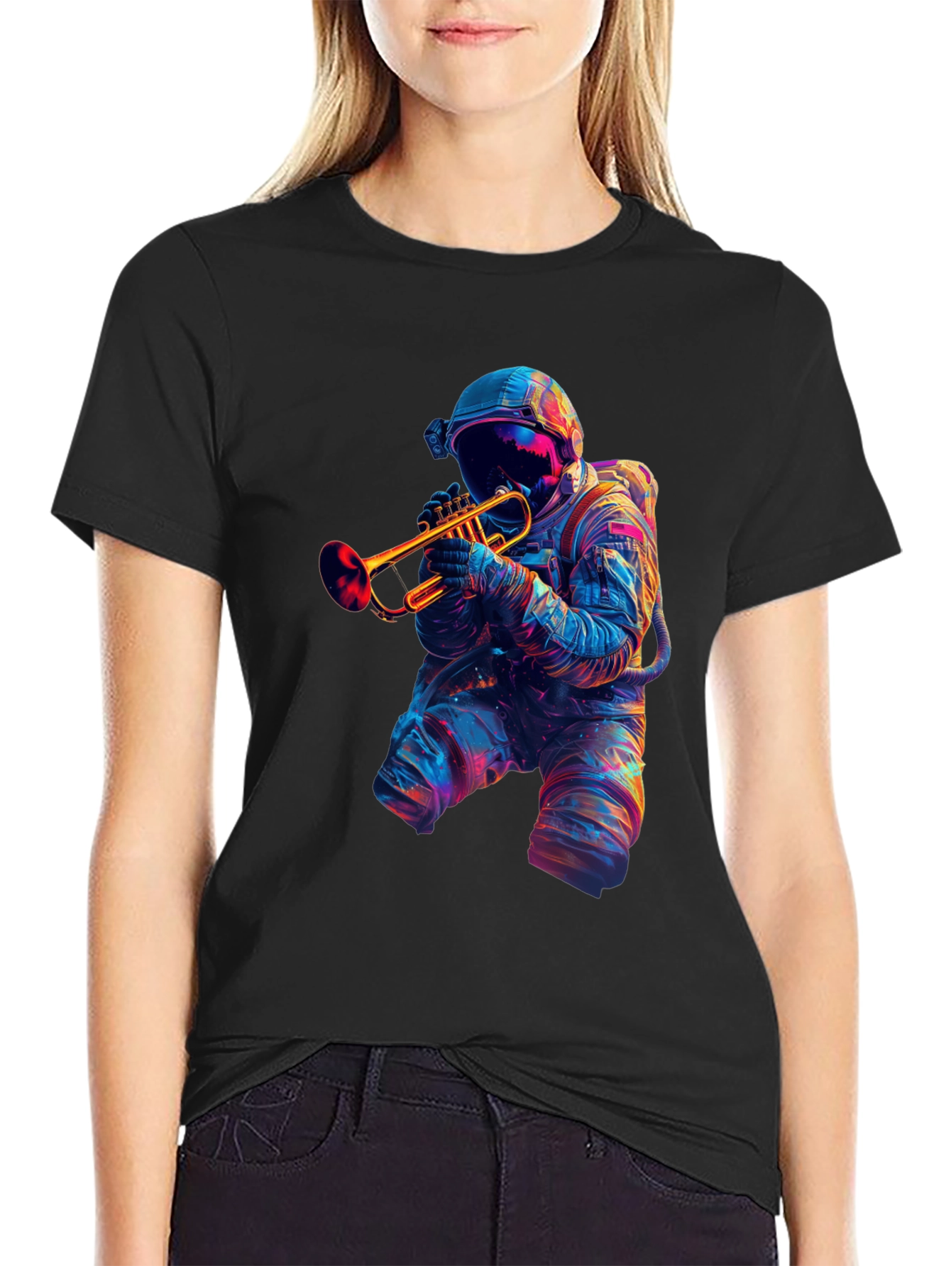 Astronaut Trumpet Player Graphic T-Shirt