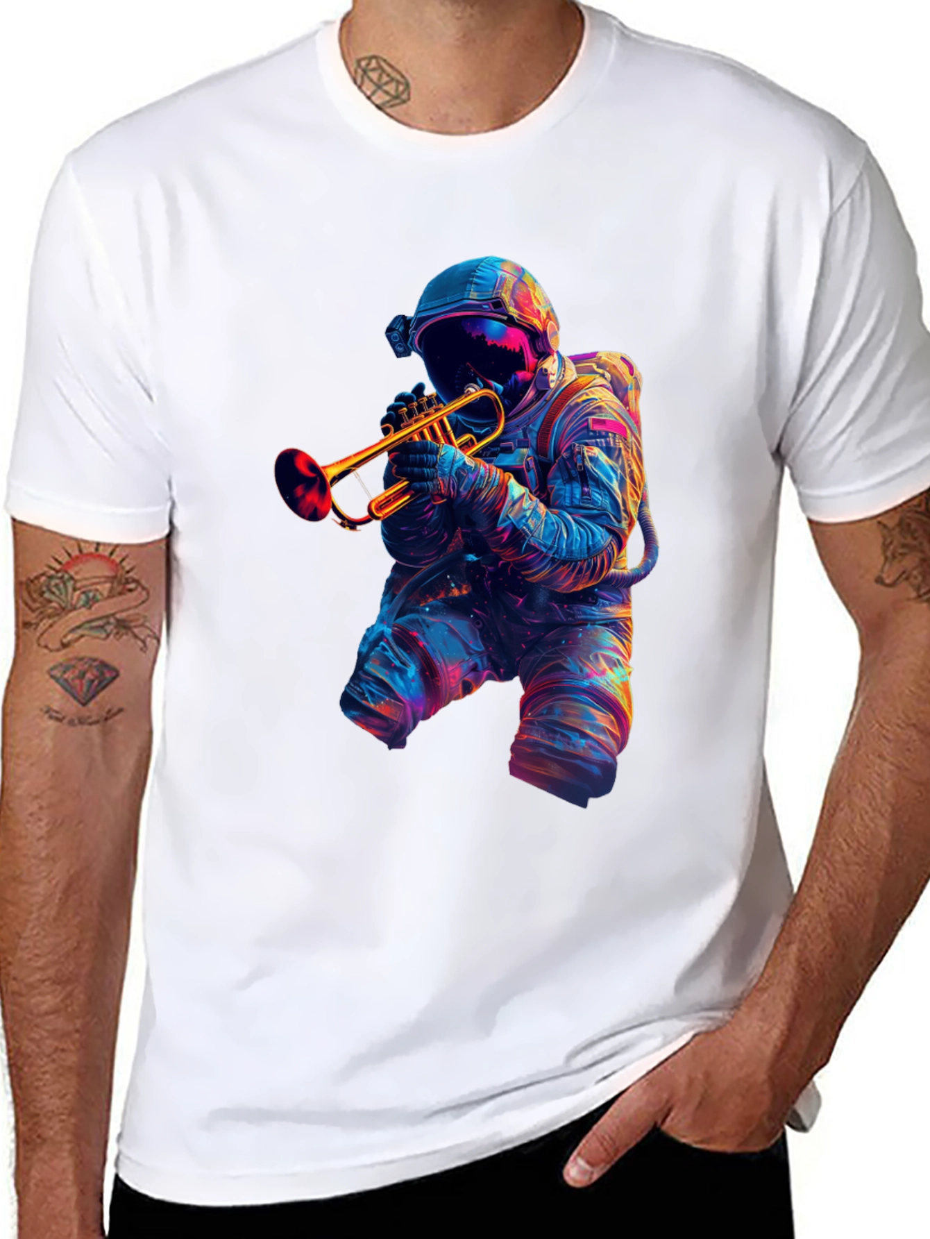 Astronaut Trumpet Player Graphic T-Shirt