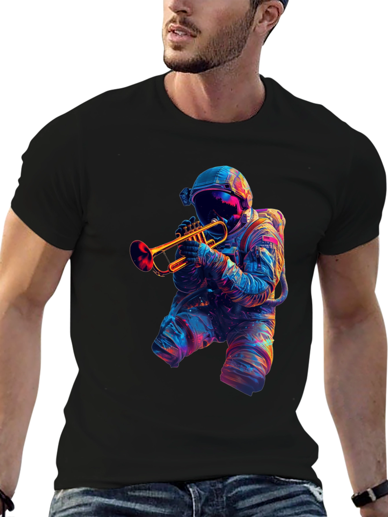 Astronaut Trumpet Player Graphic T-Shirt