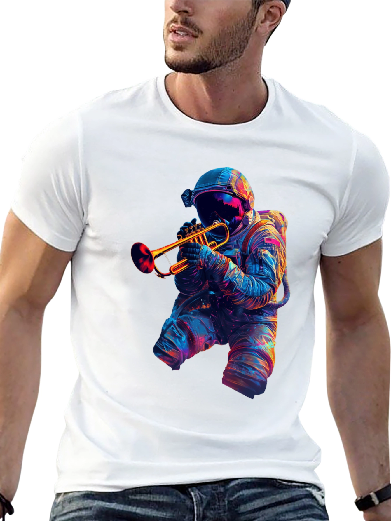 Astronaut Trumpet Player Graphic T-Shirt