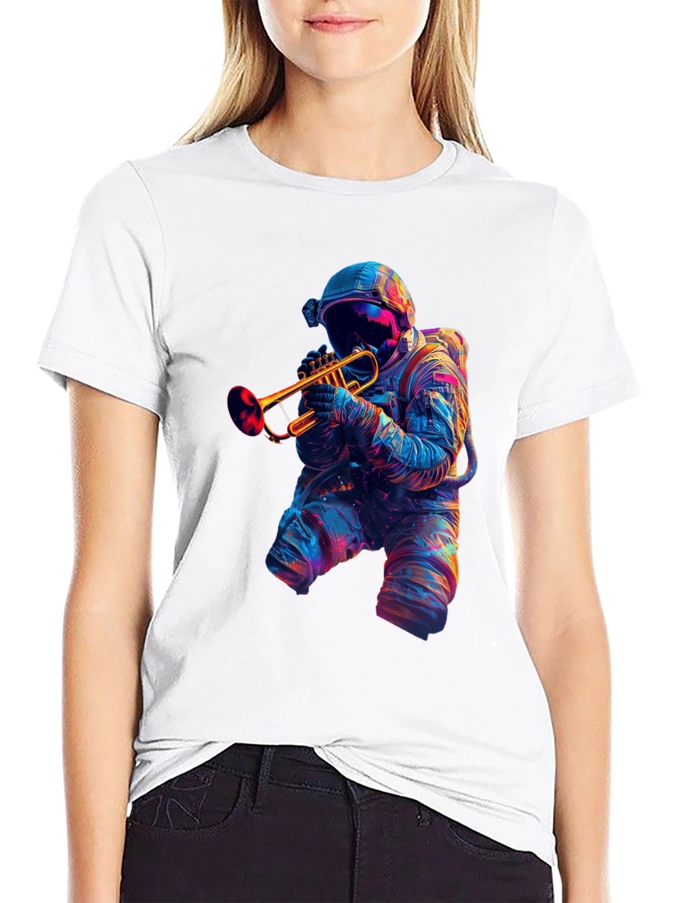 Astronaut Trumpet Player Graphic T-Shirt