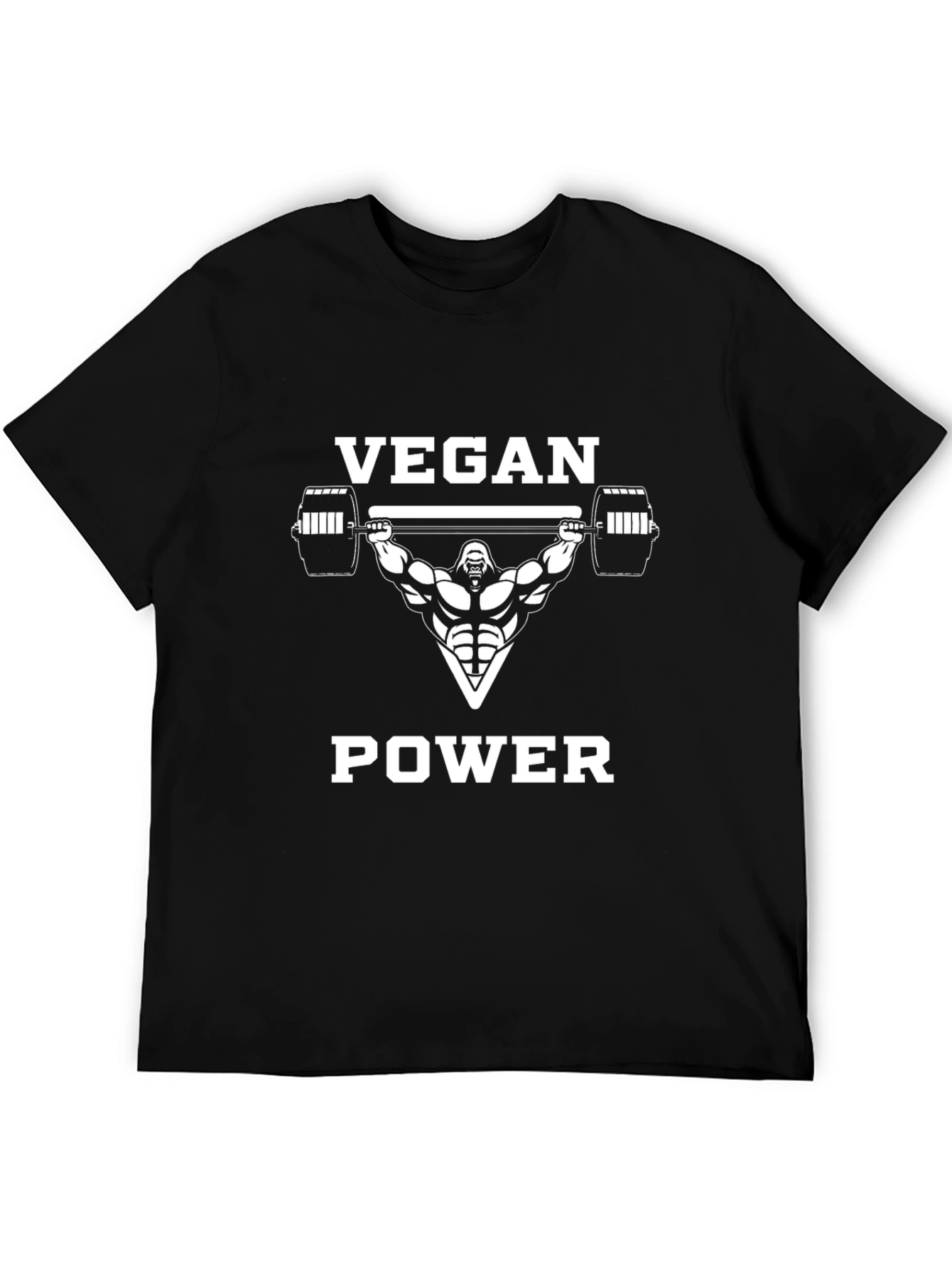 Vegan Power T-Shirt - Weightlifting Gorilla Design