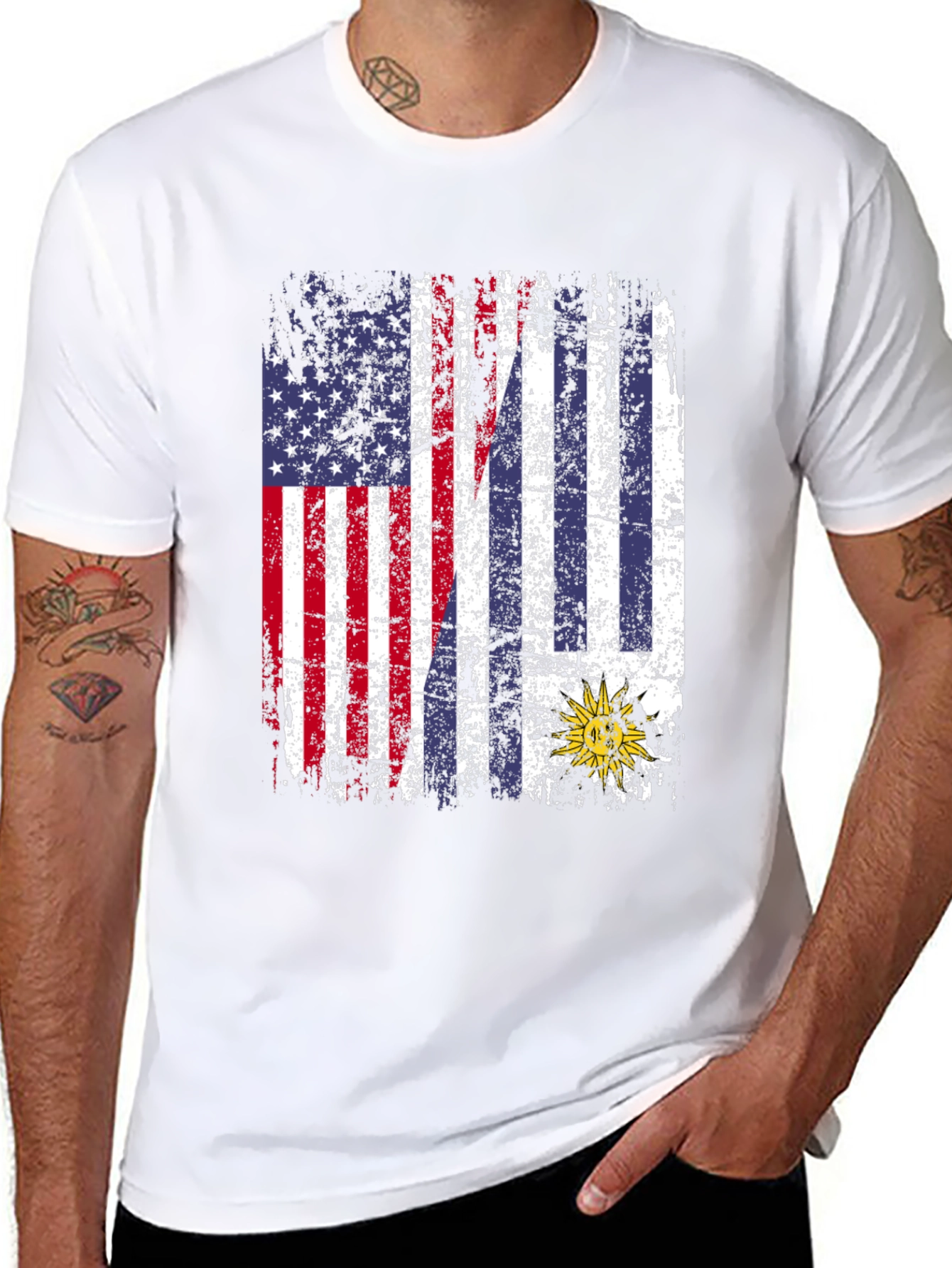 USA Uruguay Flag Graphic Tee