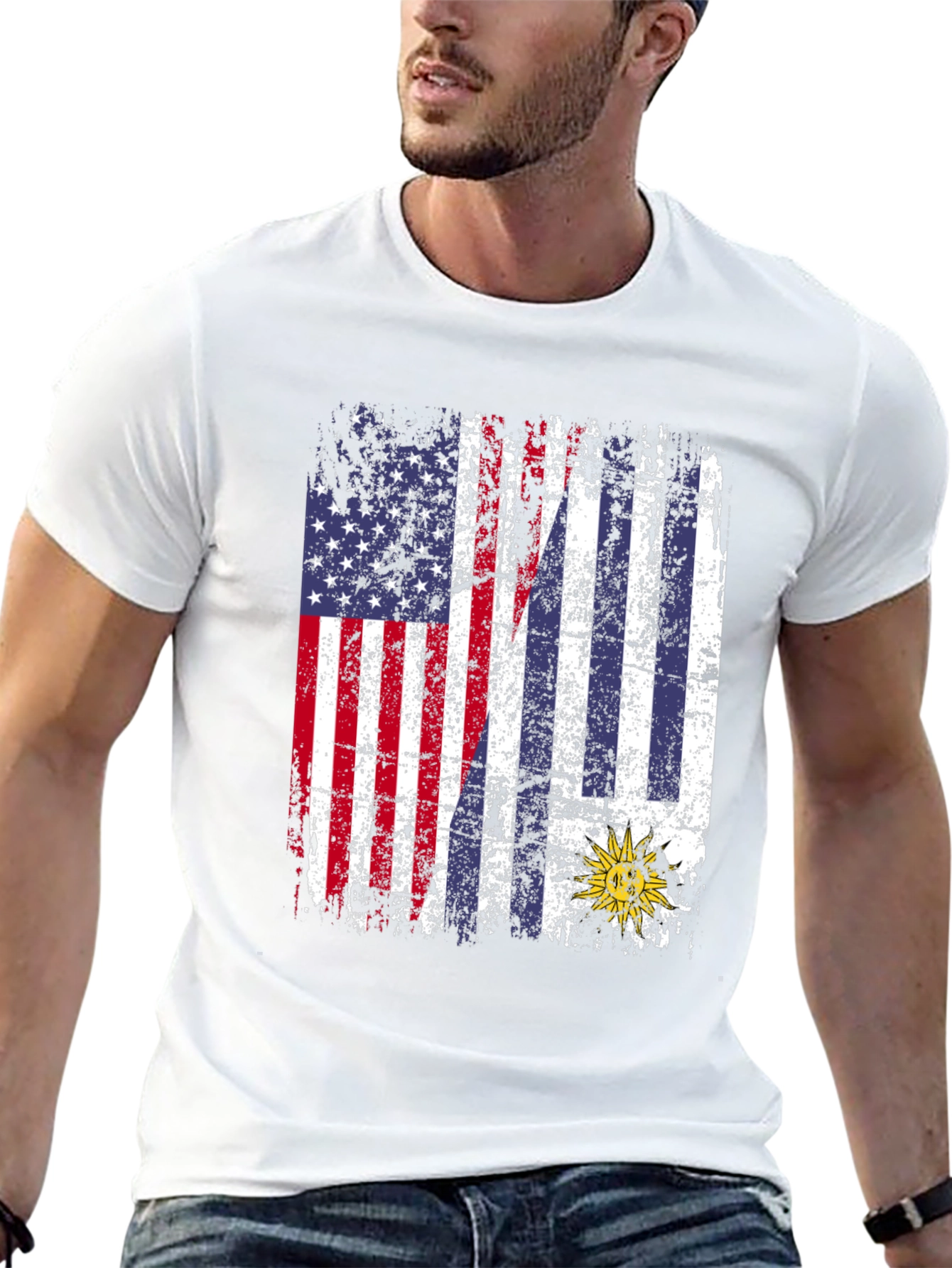 USA Uruguay Flag Graphic Tee