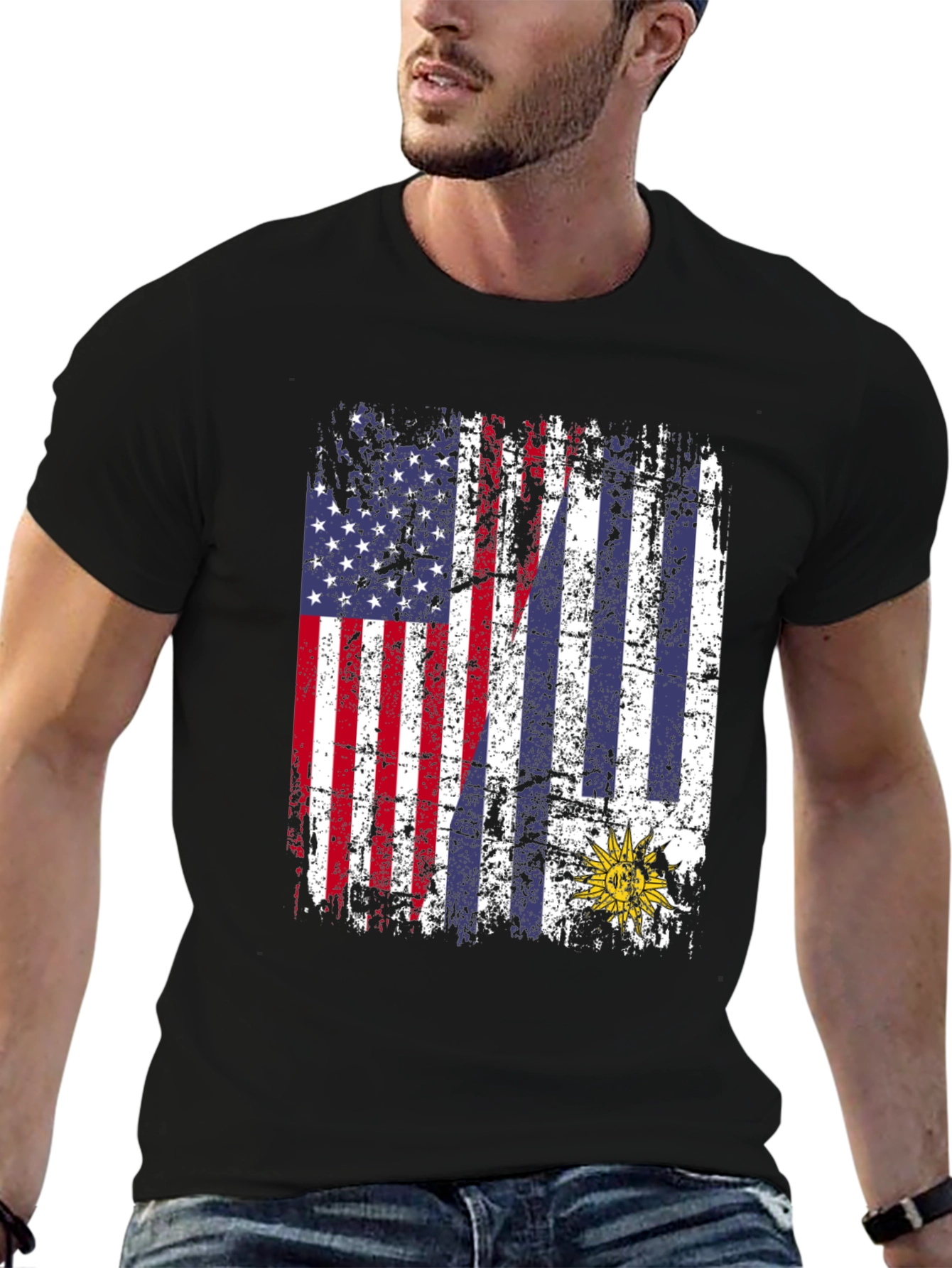 USA Uruguay Flag Graphic Tee