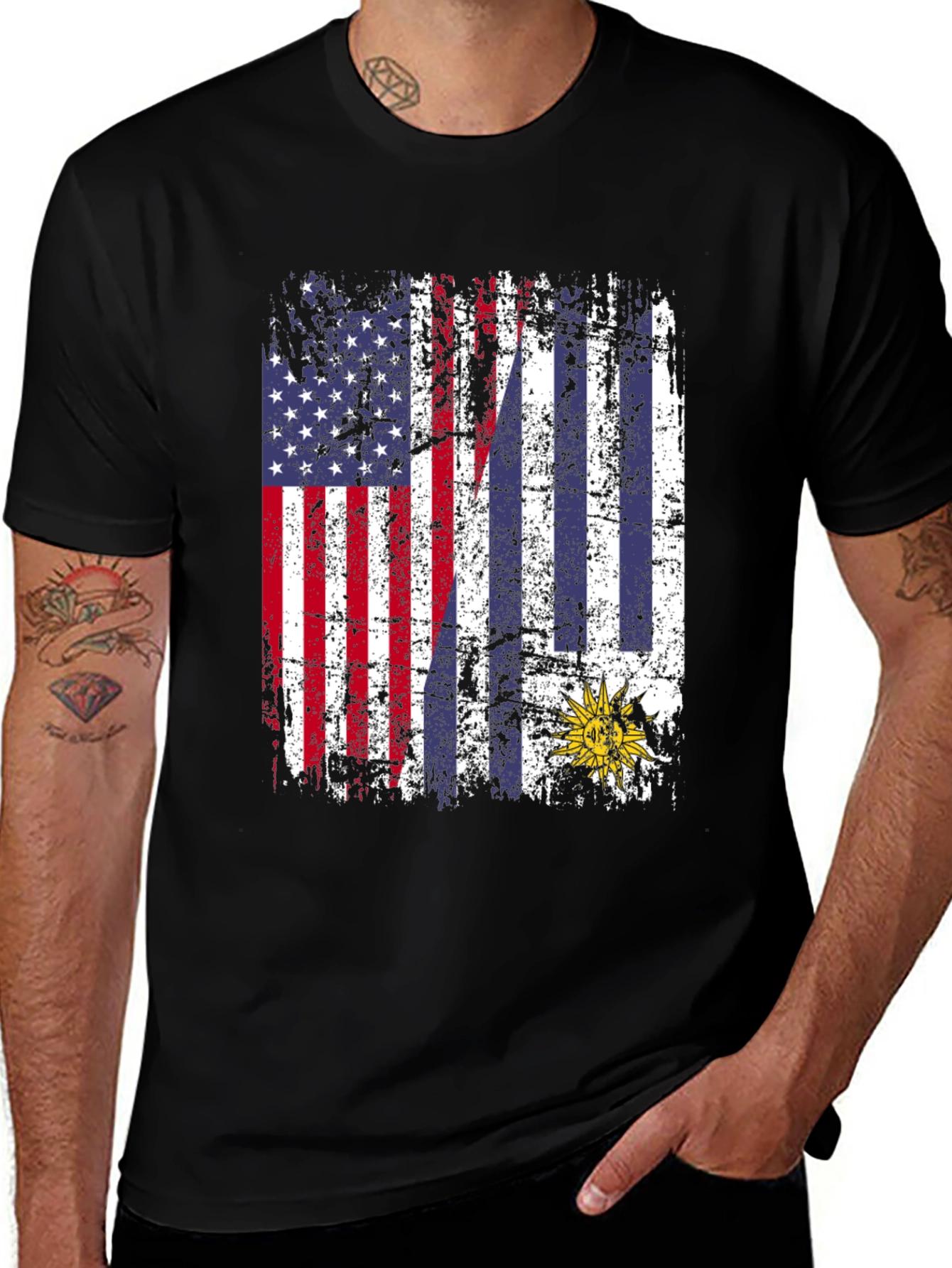 USA Uruguay Flag Graphic Tee