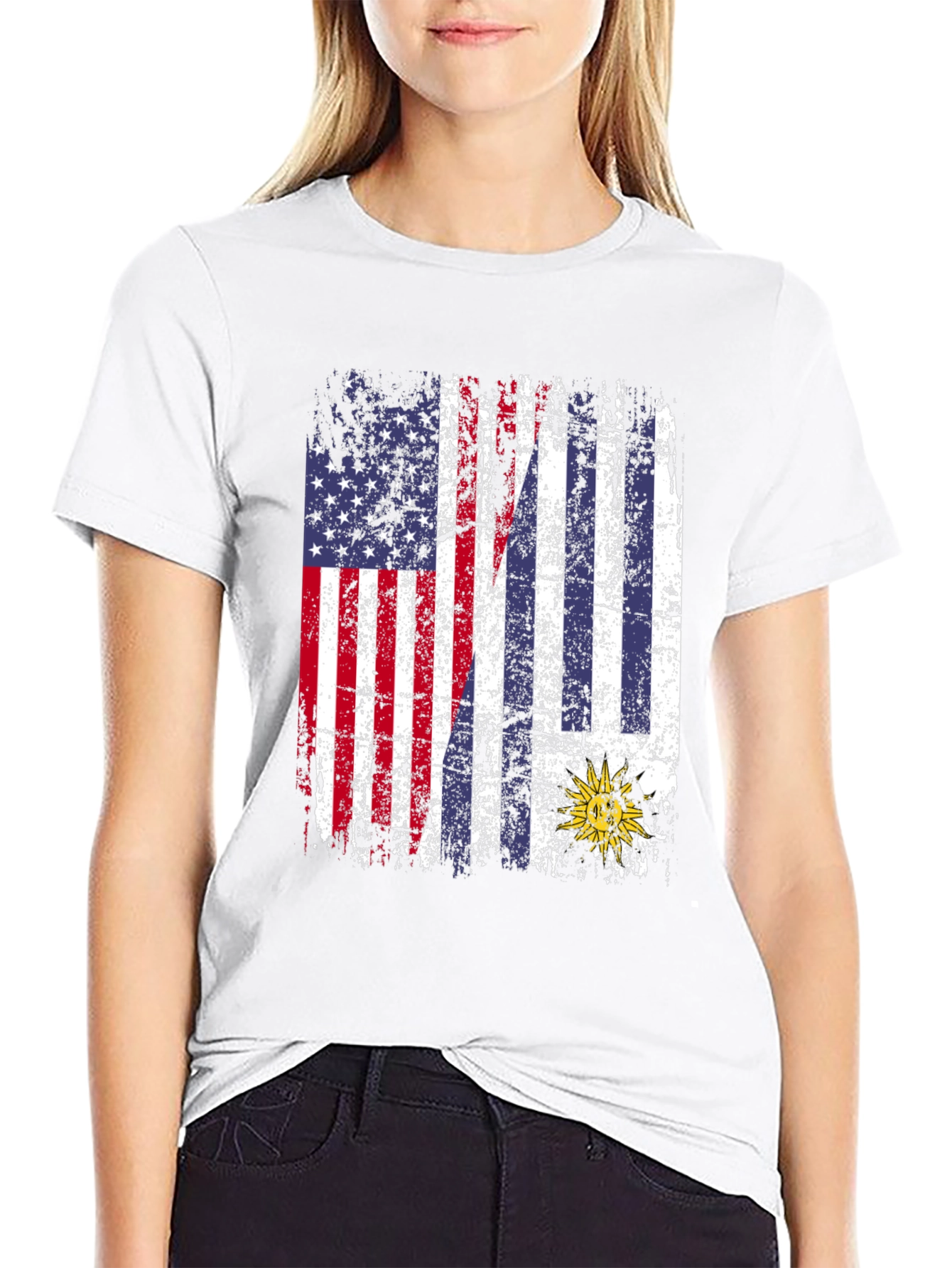 USA Uruguay Flag Graphic Tee