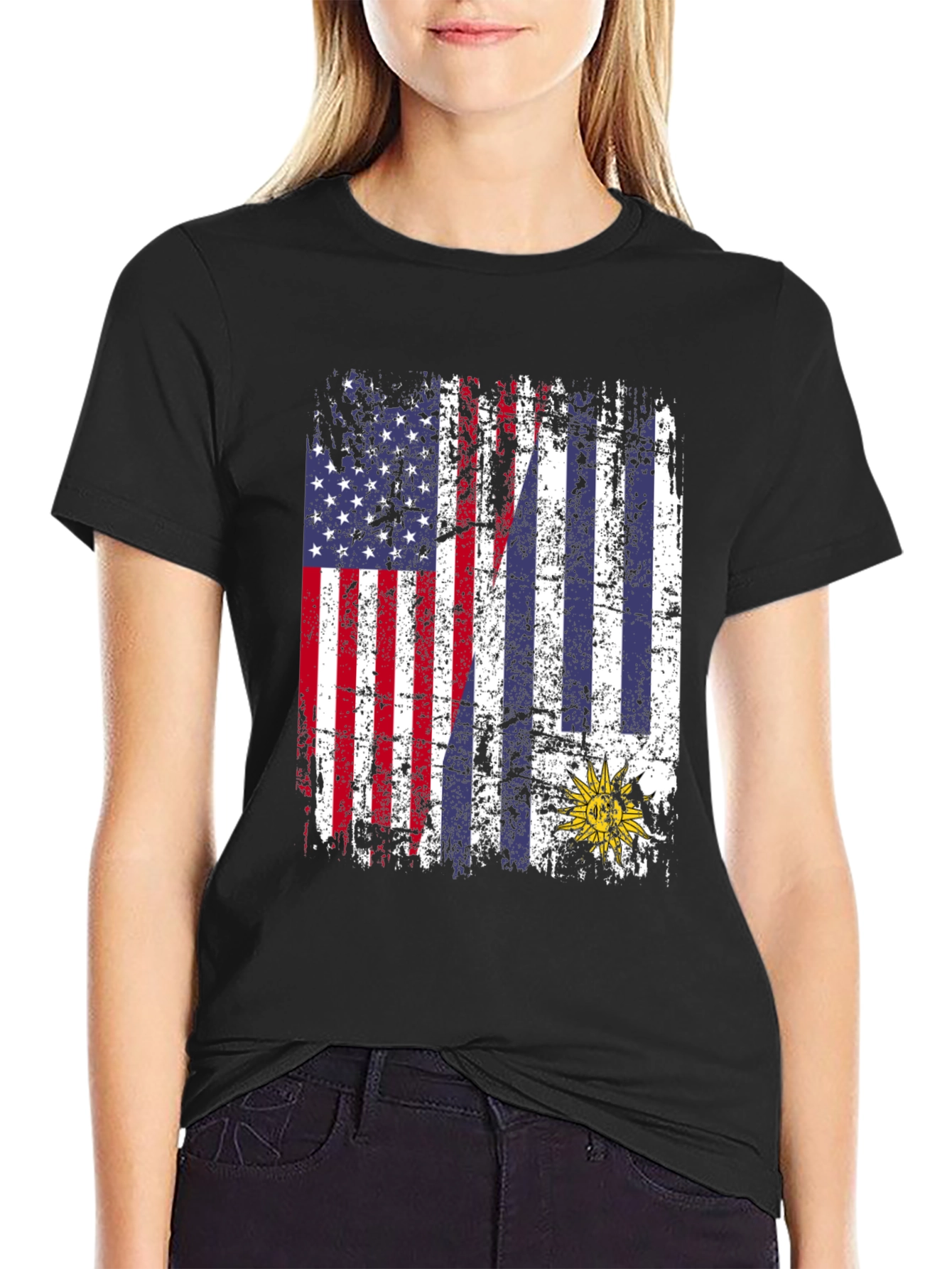 USA Uruguay Flag Graphic Tee