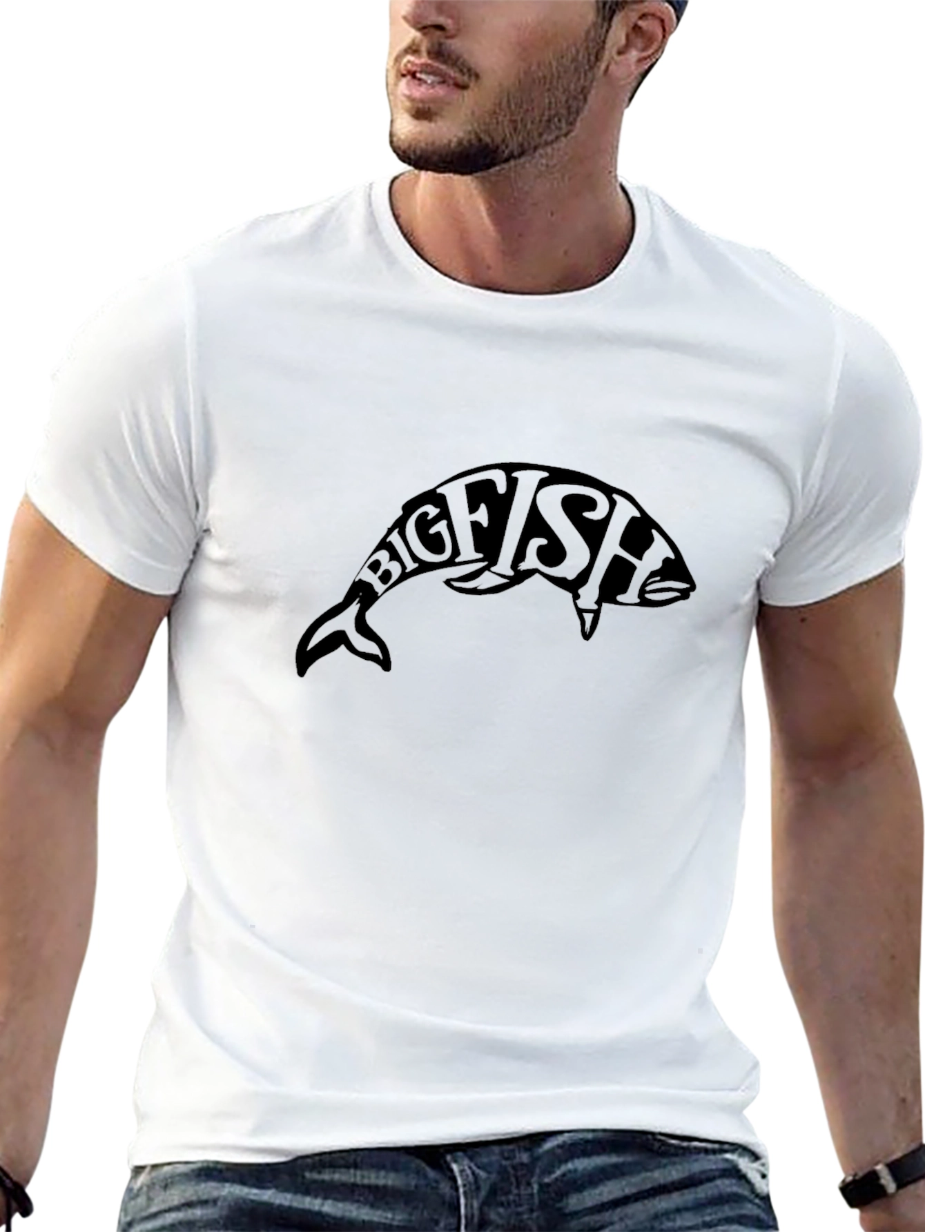 Big Fish Graphic Tee - Black Cotton T-Shirt