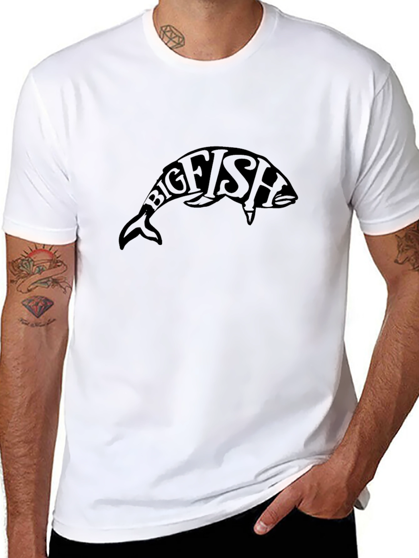 Big Fish Graphic Tee - Black Cotton T-Shirt