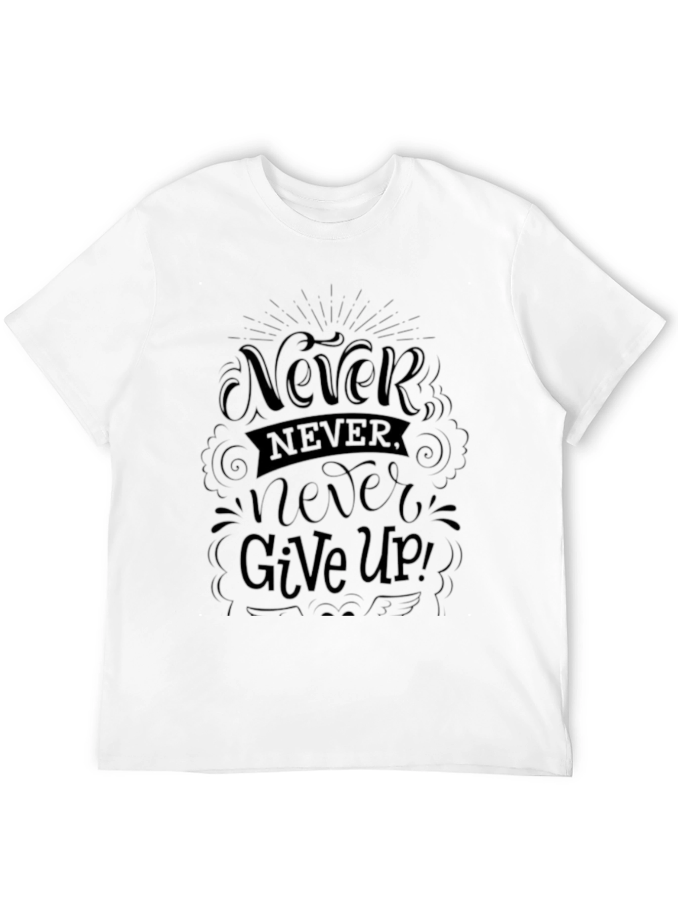 Never Give Up Graphic Tee - Black T-Shirt