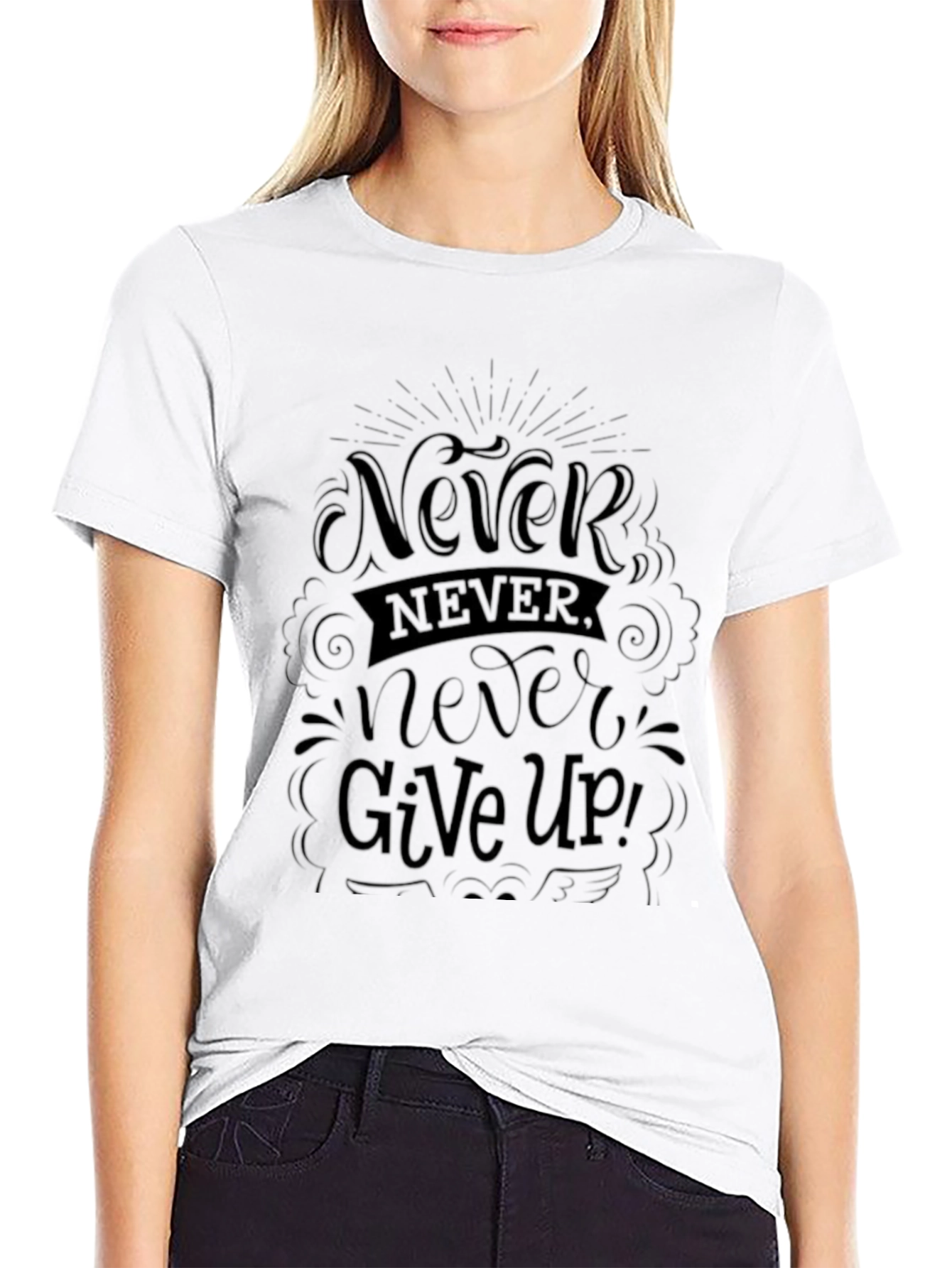 Never Give Up Graphic Tee - Black T-Shirt